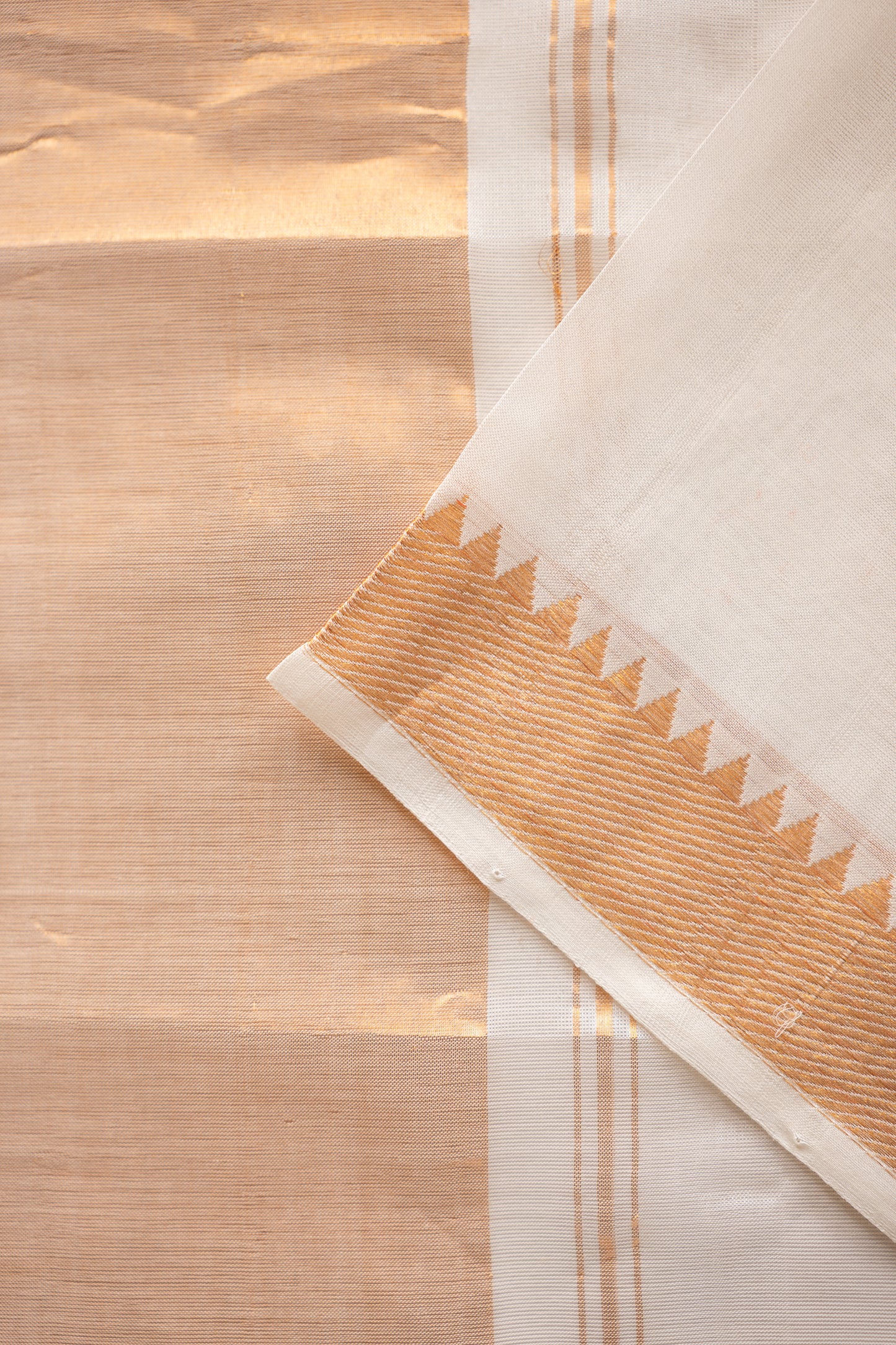 Off White Plain Silk Cotton with Zari Border Saree