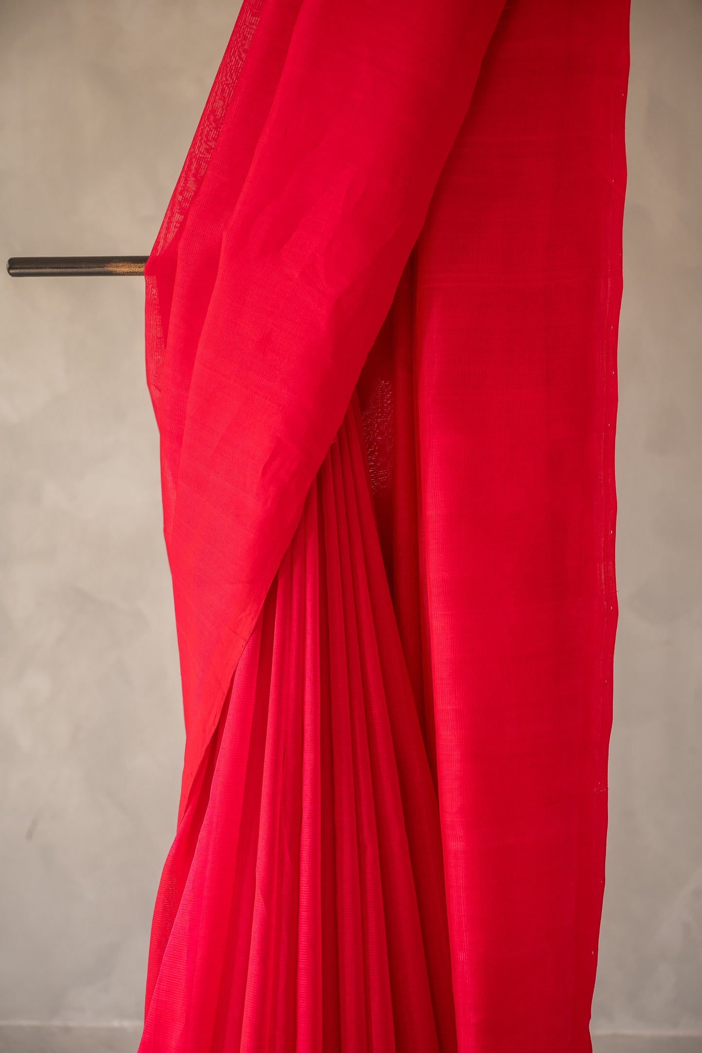 Hot Pink Plain Mangalagiri Silk Cotton Saree