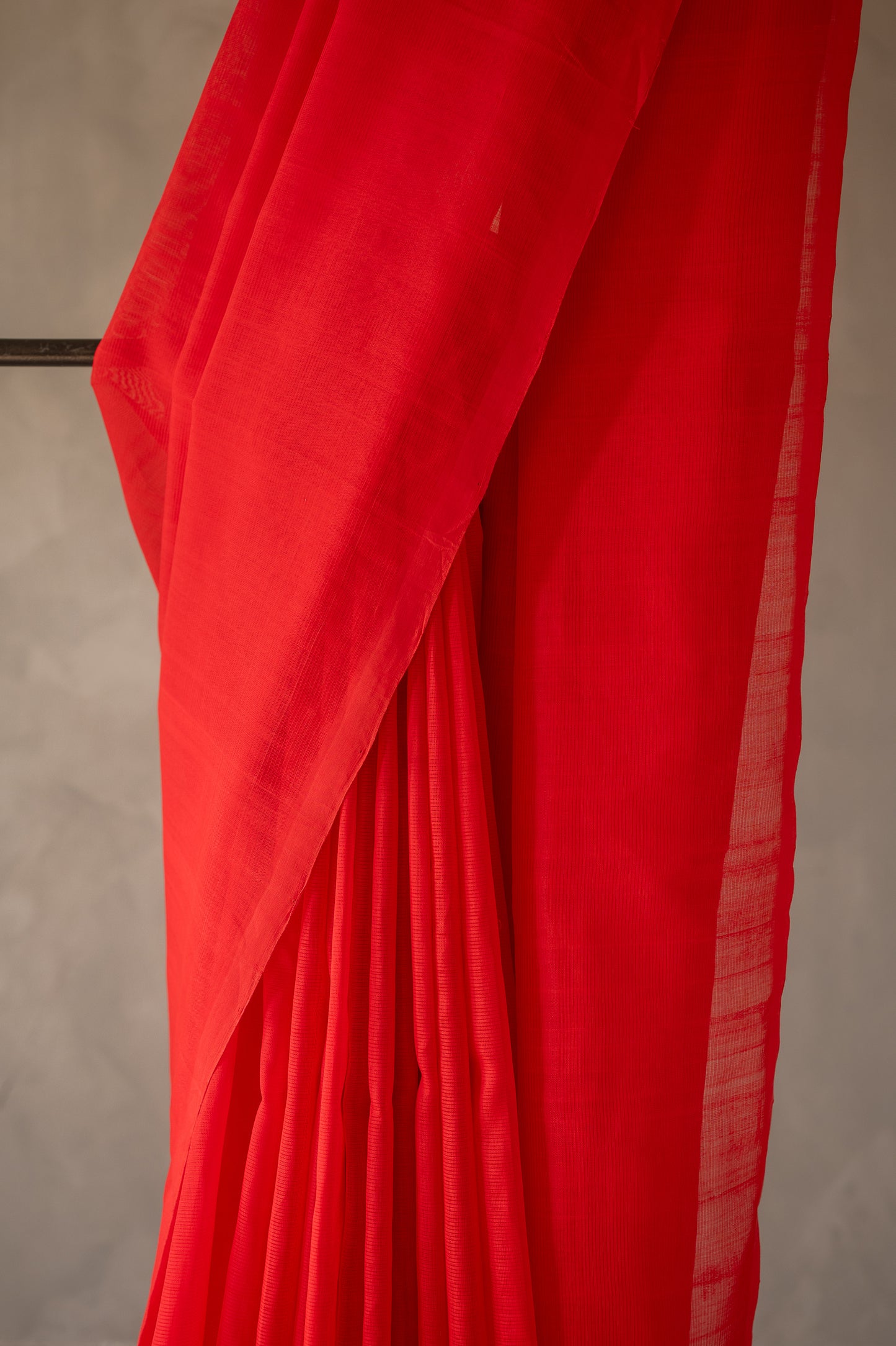 Red Plain Mangalagiri Silk Cotton Saree