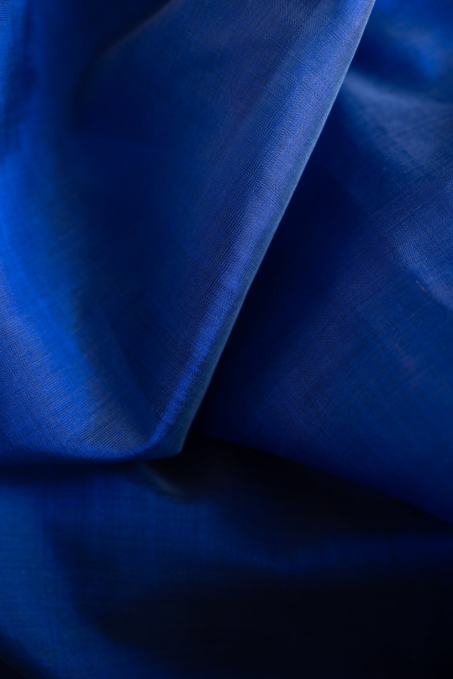 Royal Blue Plain Mangalagiri Silk Cotton with Zari Border Saree