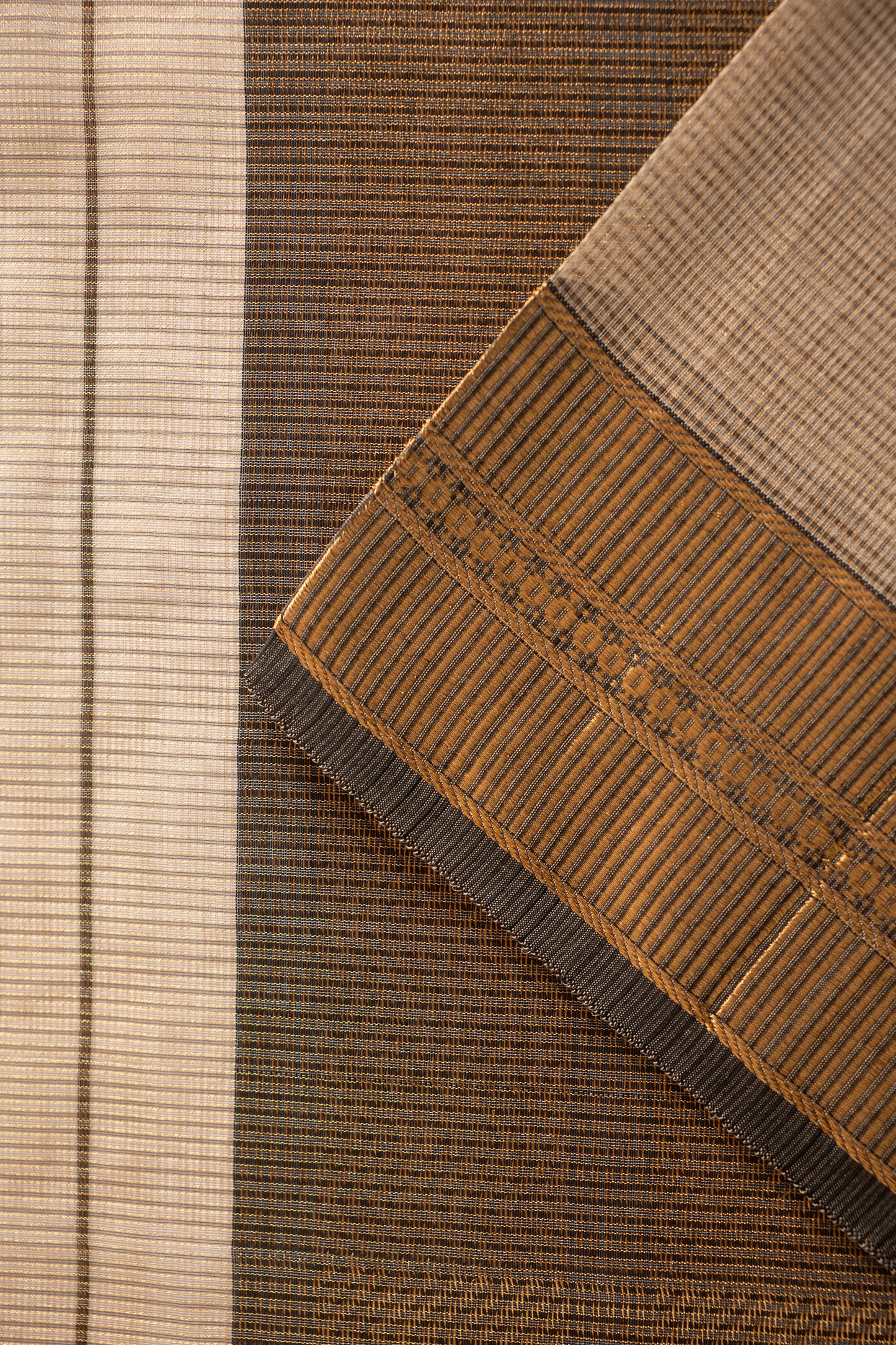 Beige Micro Check Silk Cotton with Geometric Zari Border Saree
