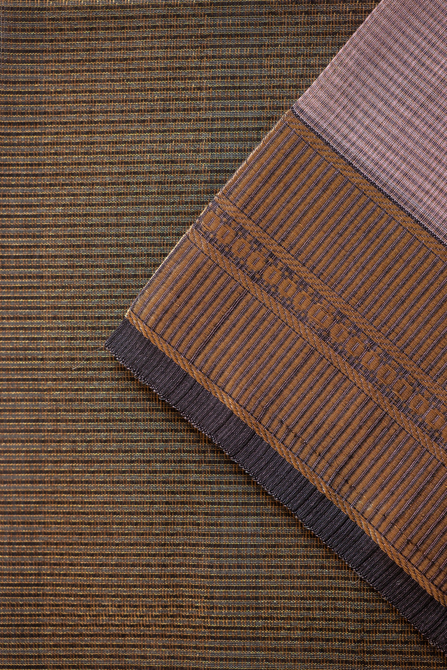 Blush Pink Micro Check Silk Cotton with Geometric Zari Border Saree