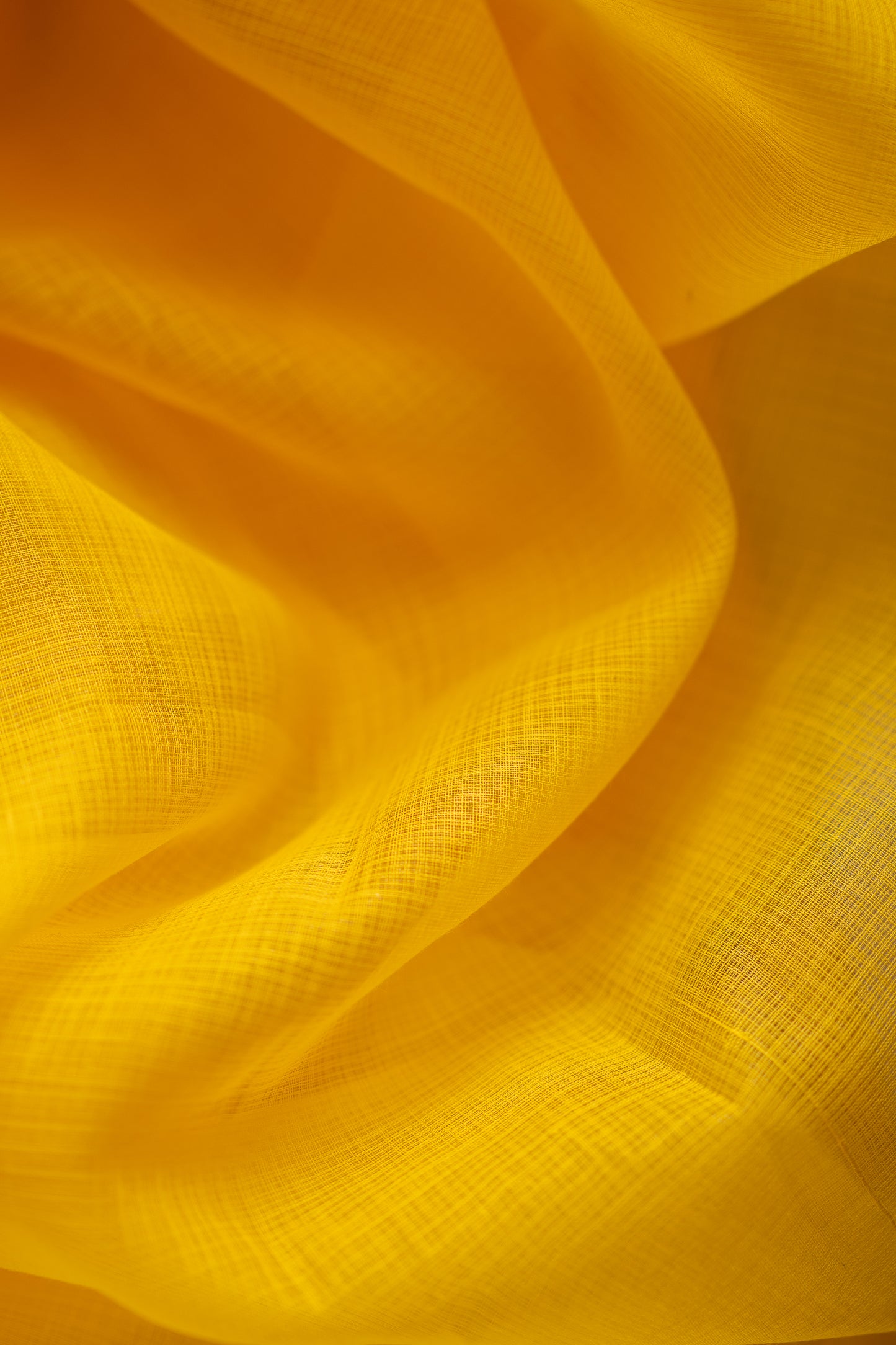 Bright Yellow Plain Mangalagiri Cotton with Silver Zari Border Saree