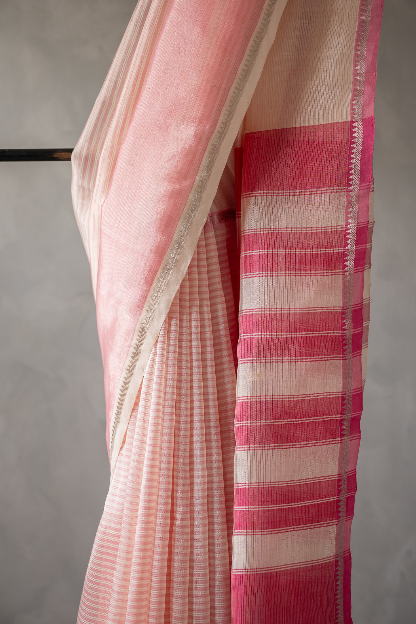 Blush Pink Stripe Mangalagiri Silk Cotton with Pink Pallu Saree