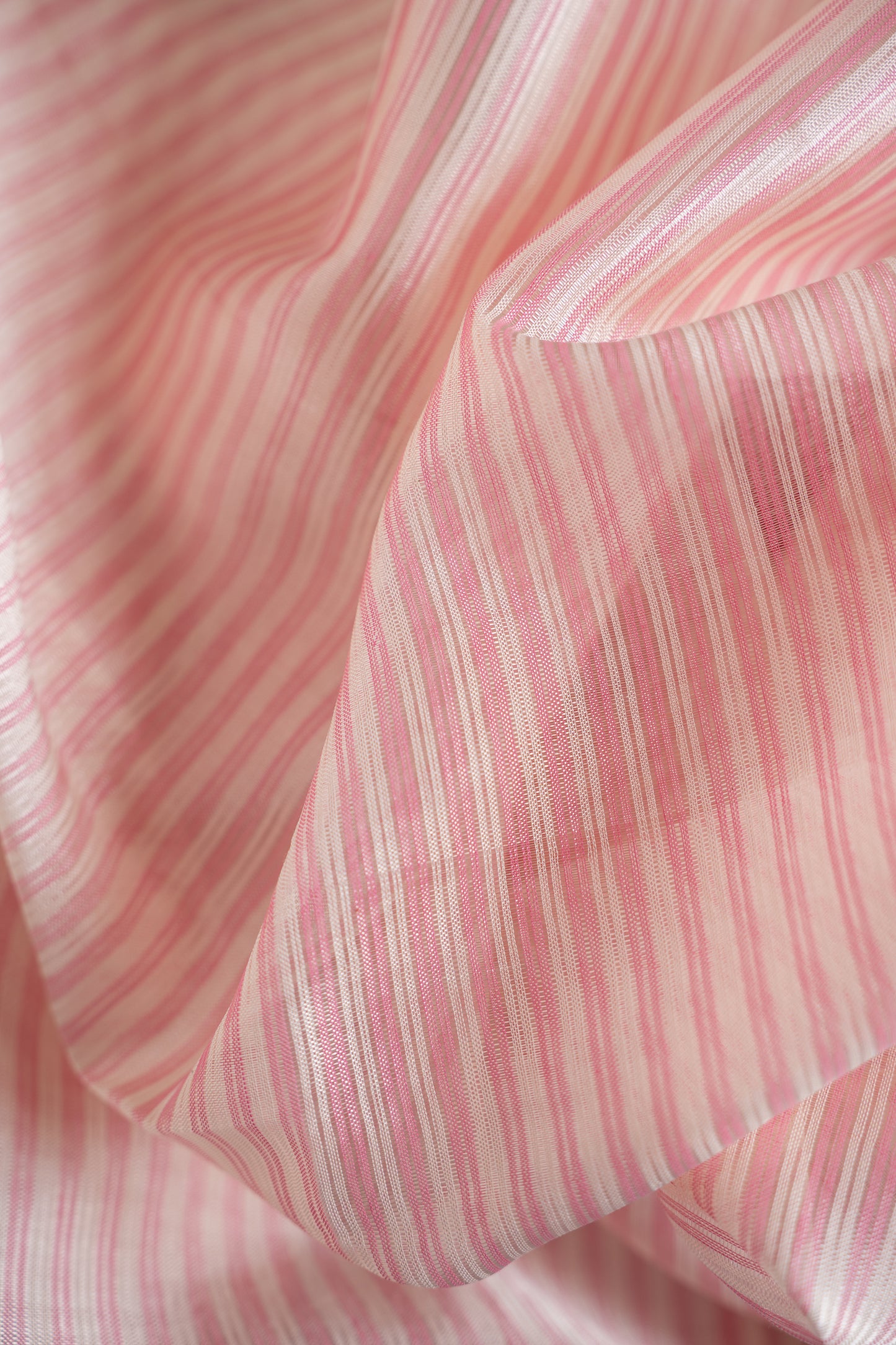Blush Pink Stripe Mangalagiri Silk Cotton with Pink Pallu Saree
