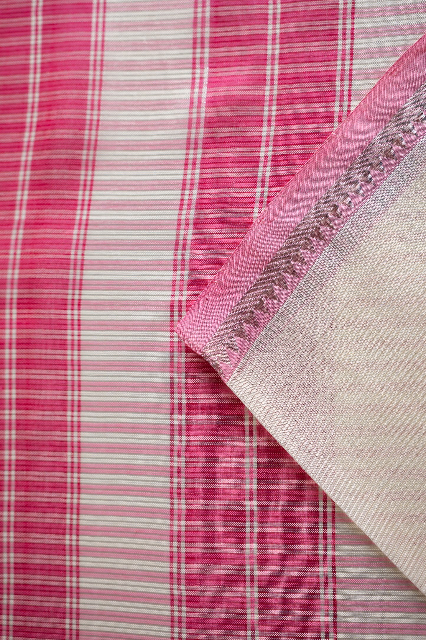 Blush Pink Stripe Mangalagiri Silk Cotton with Pink Pallu Saree