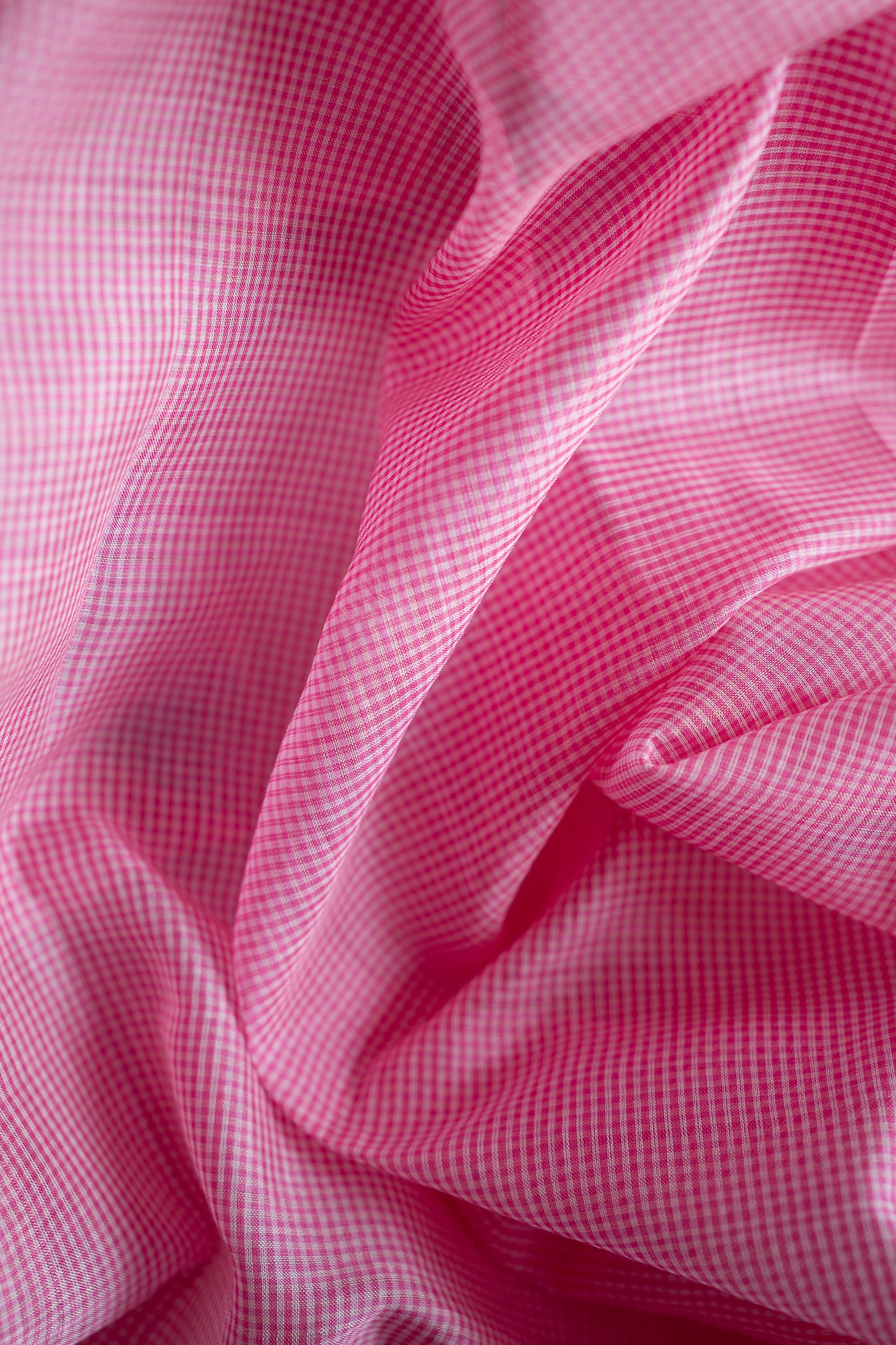 Baby Pink Mini Checks Maheswari Silk Cotton with Lavender Border