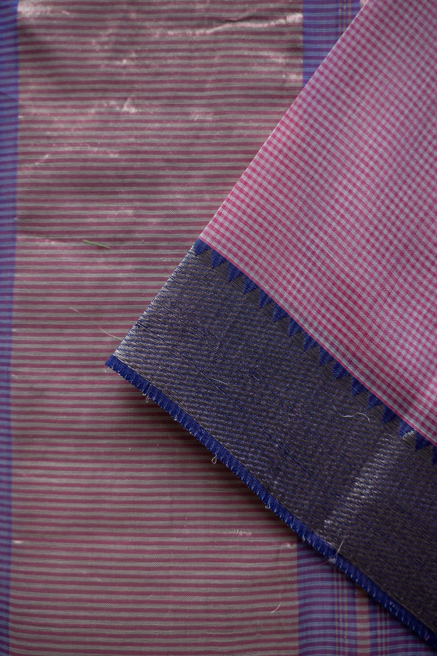 Baby Pink Mini Checks Maheswari Silk Cotton with Lavender Border