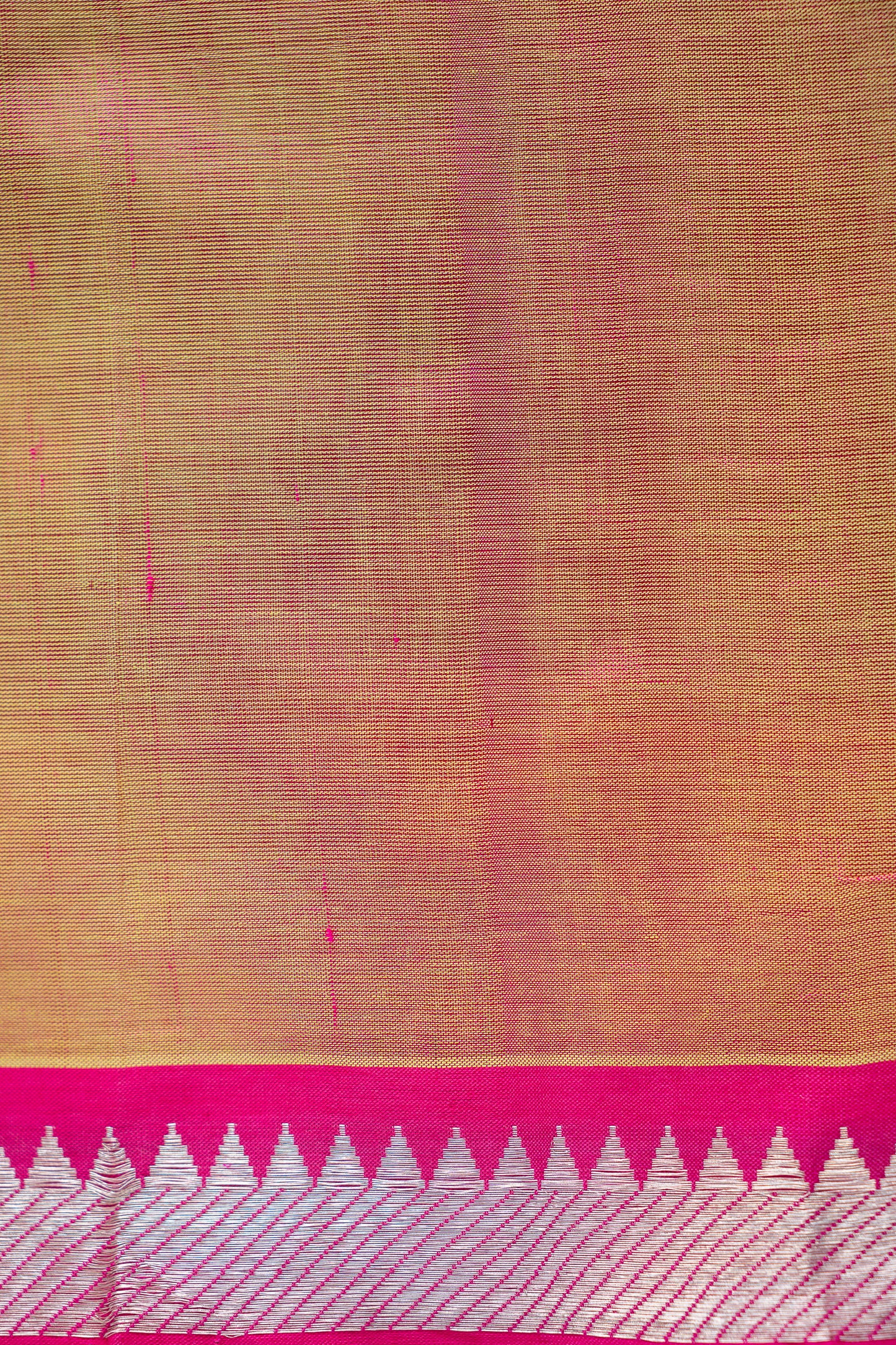 Flourescent Green Mangalagiri Silk Cotton with Pink Silver Zari Border Saree