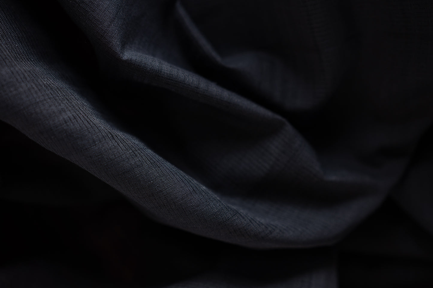 Plain Black Mangalagiri Cotton with Striped Border and Pallu Saree