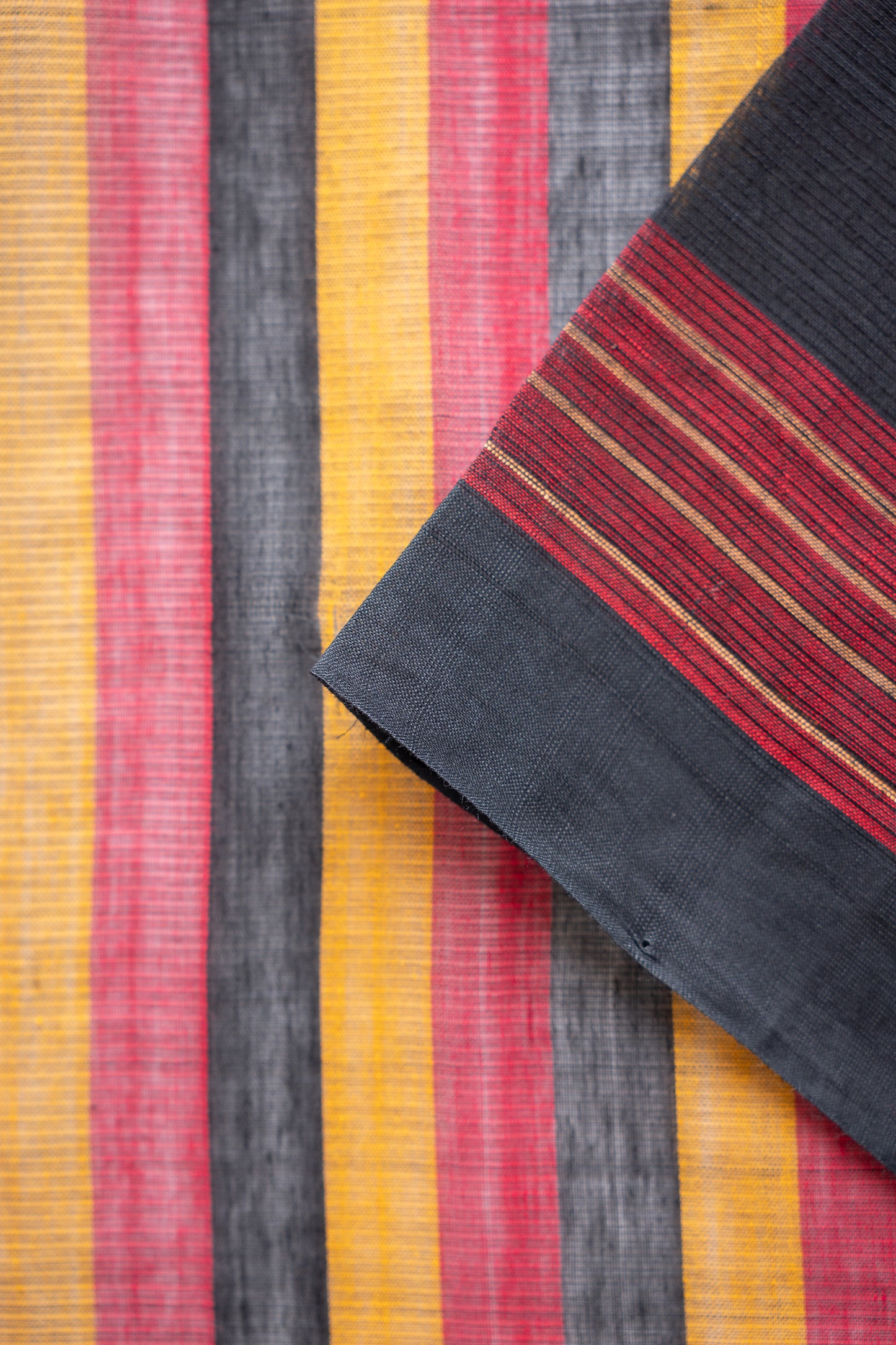 Plain Black Mangalagiri Cotton with Striped Border and Pallu Saree