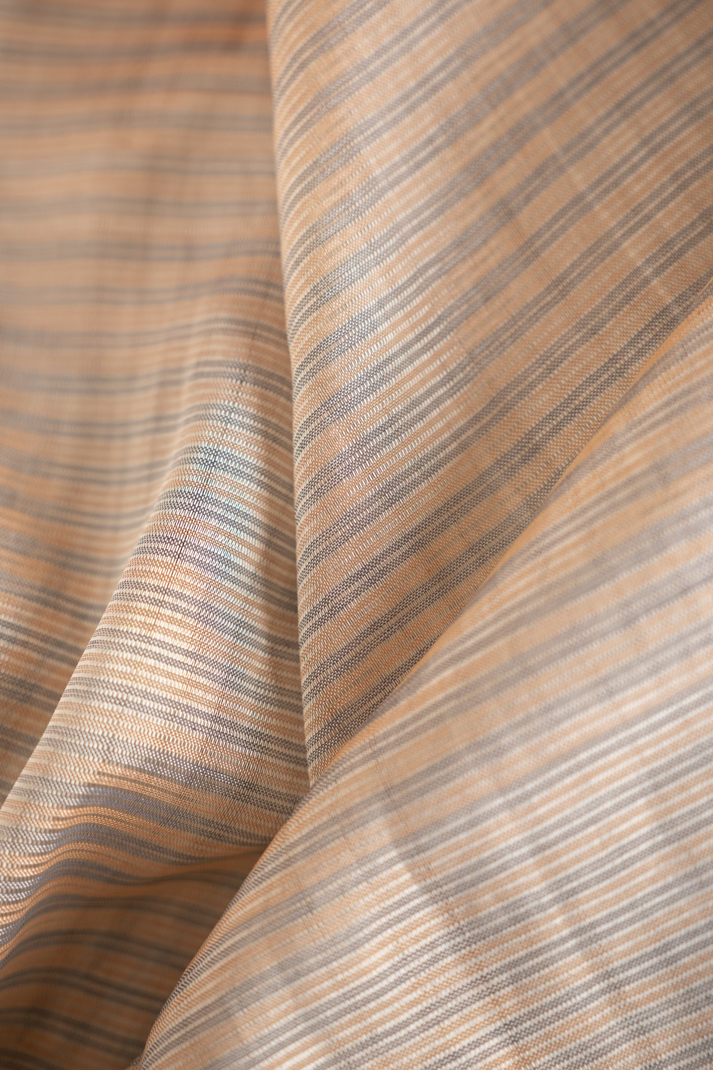 Off White Stripe Mangalagiri Silk Cotton with  Blue Grey Border Saree