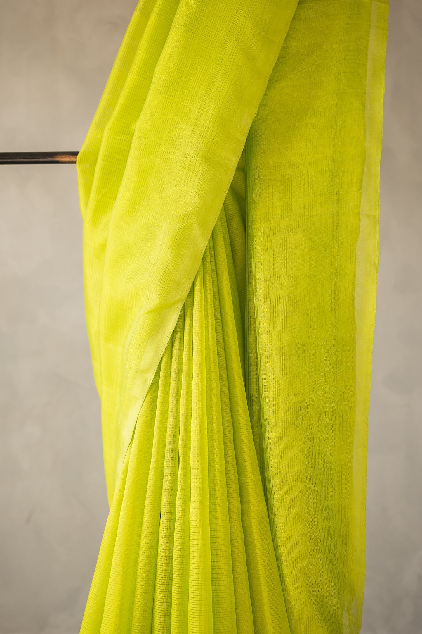 Lime Green Plain Mangalagiri Silk Cotton Saree