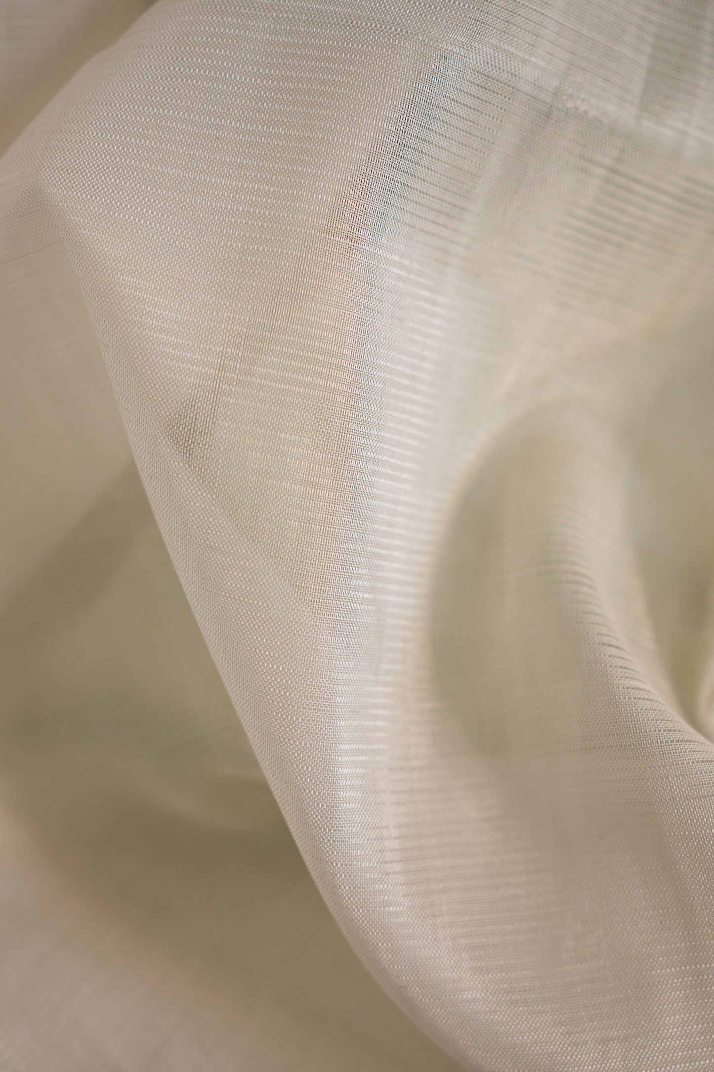 Off White Plain Mangalagiri Silk Cotton with Leaf Green  Border and Pallu Saree