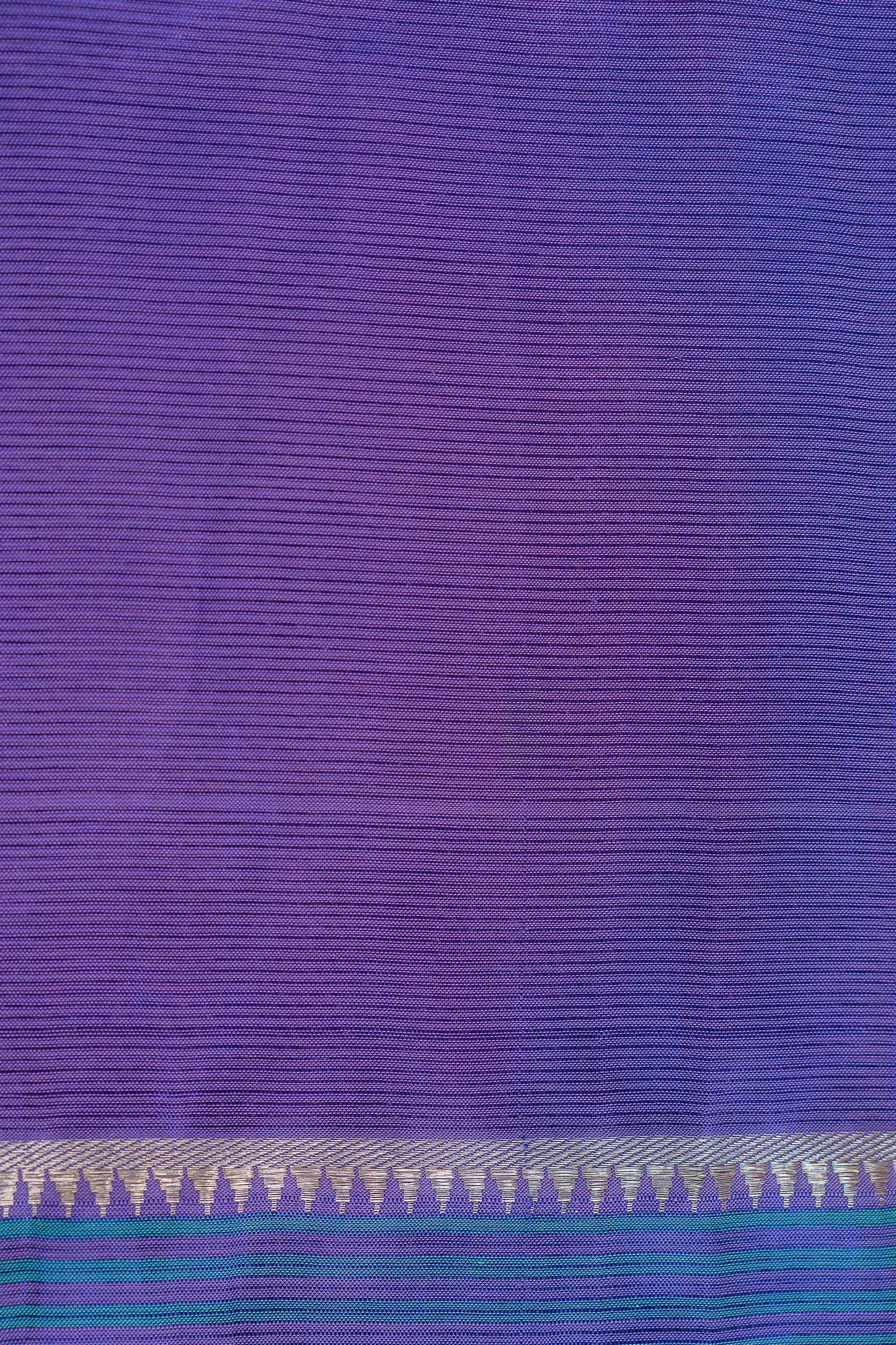 Turquoise Blue Mangalagiri Silk Cotton with Royal Purple Striped Pallu Saree