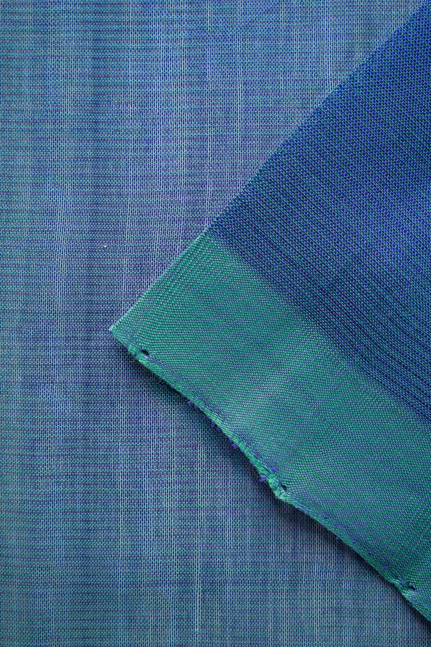 Peacock Blue Mangalagiri Silk Cotton  with Emerald Green Border Saree
