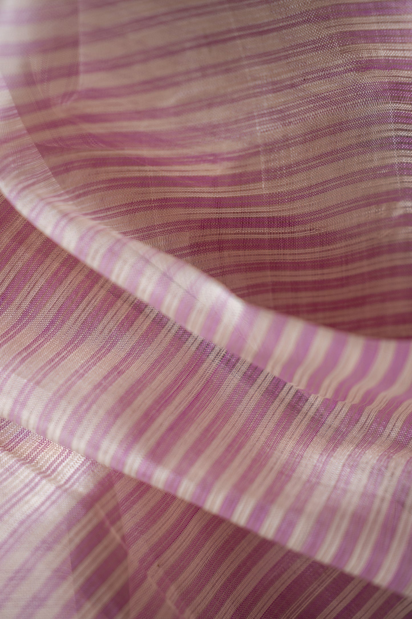 Blush Pink Mangalagiri Silk Cotton  with Ivory Striped Pallu Saree