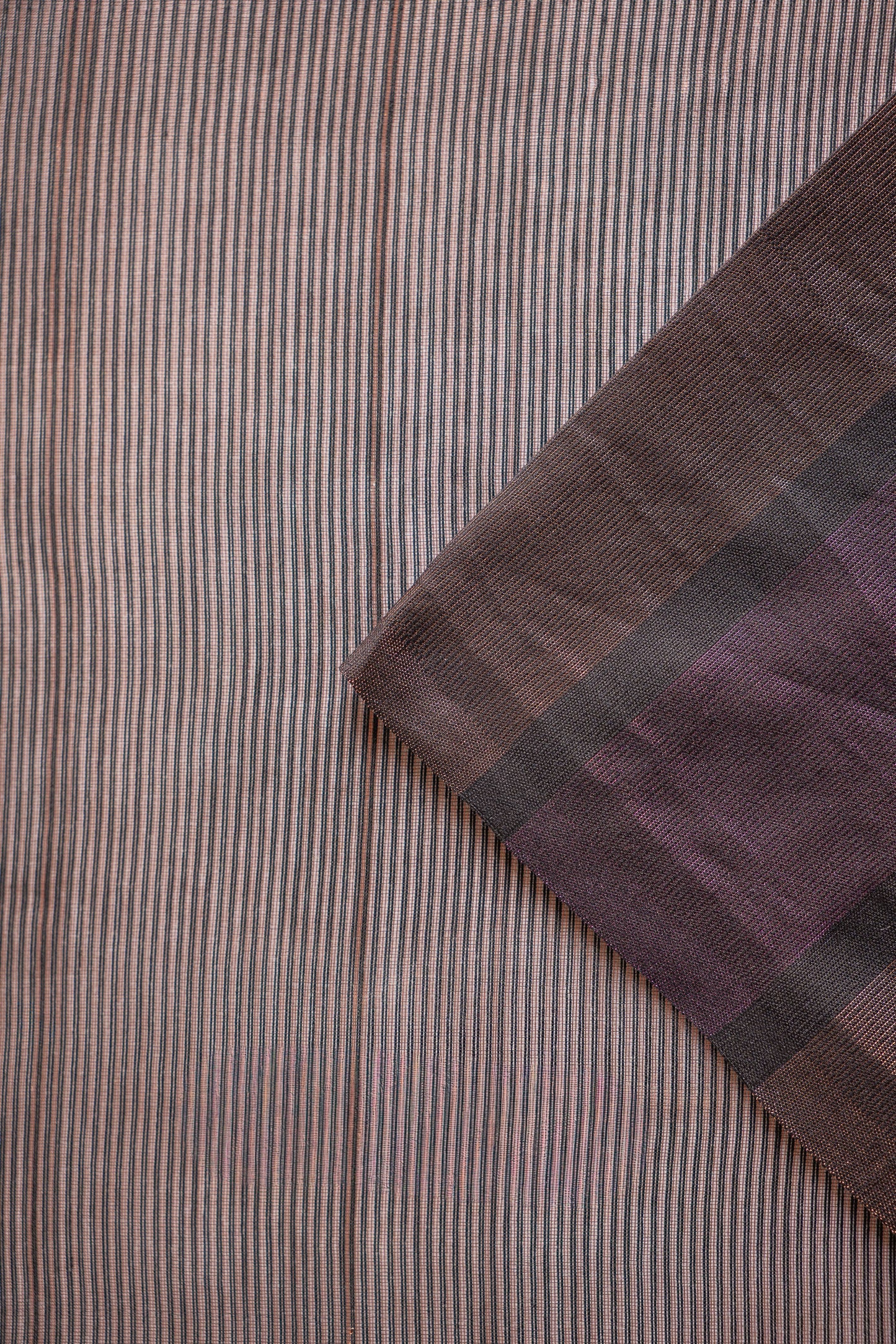 Plum and Bronze Tissue Organza  with Woven Striped Pallu Saree