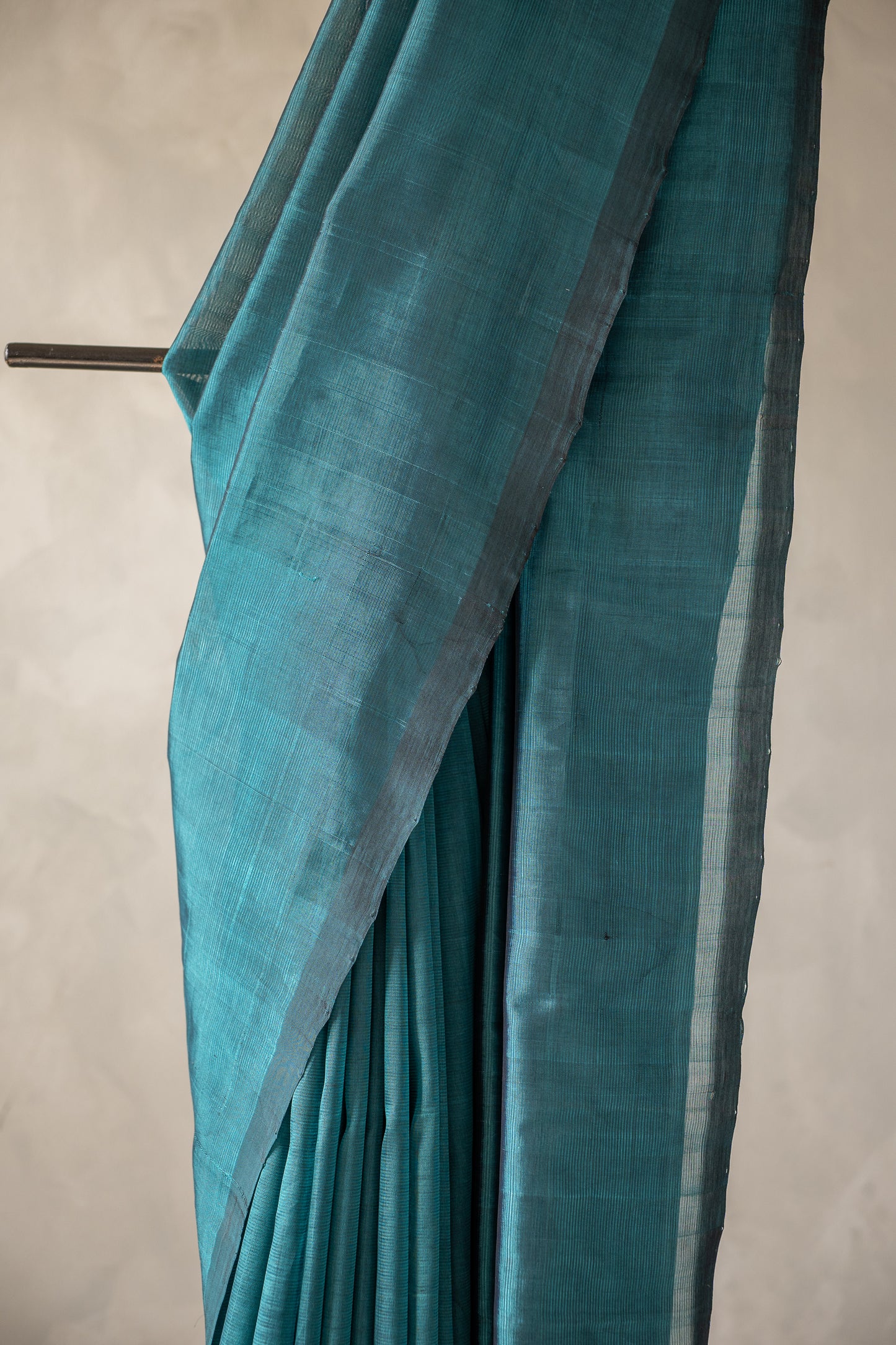 Teal Blue Mangalagiri Silk Cotton Saree with Self Border Saree
