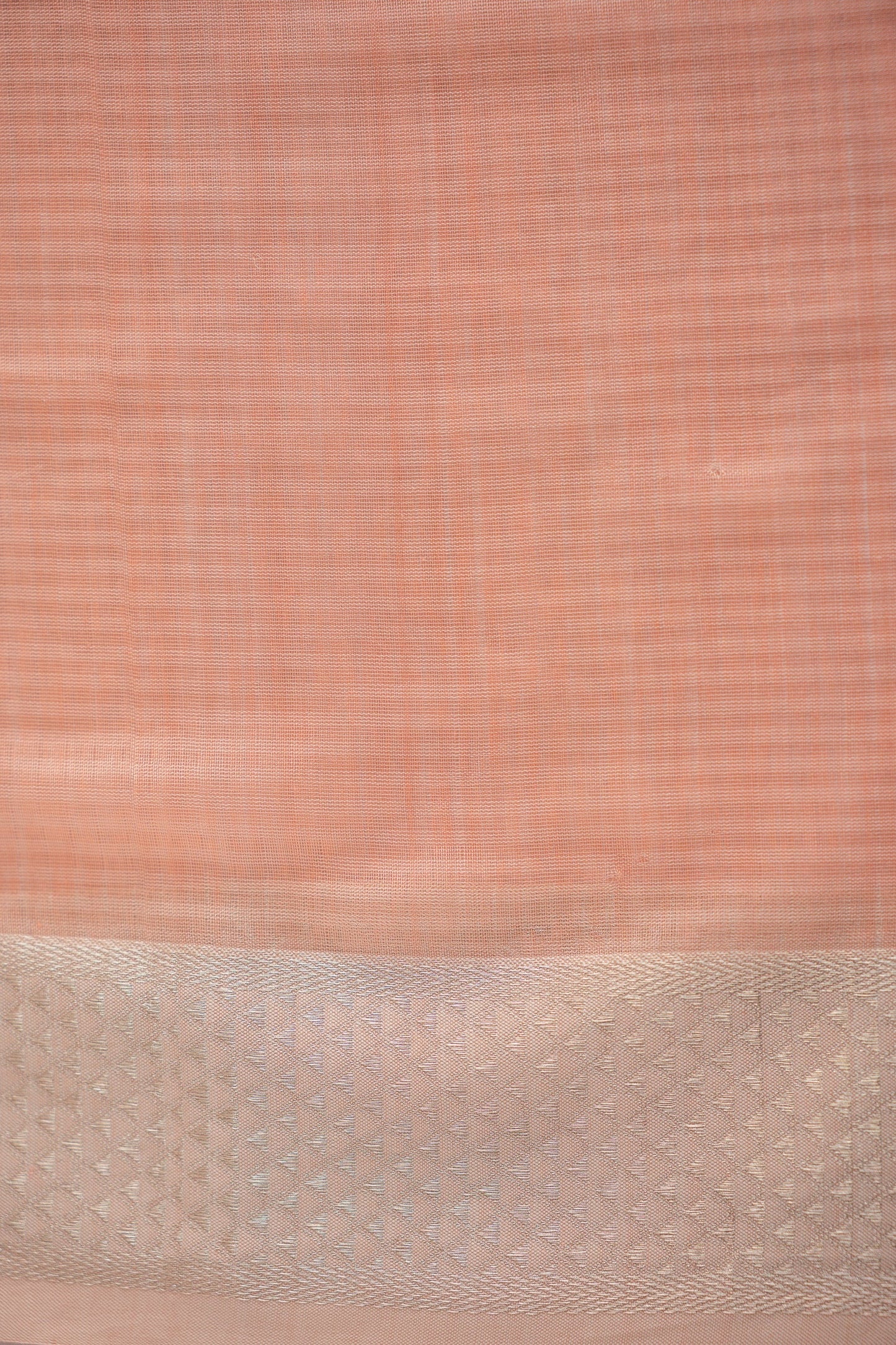 Peach Silk Cotton with Ivory Woven Border Saree