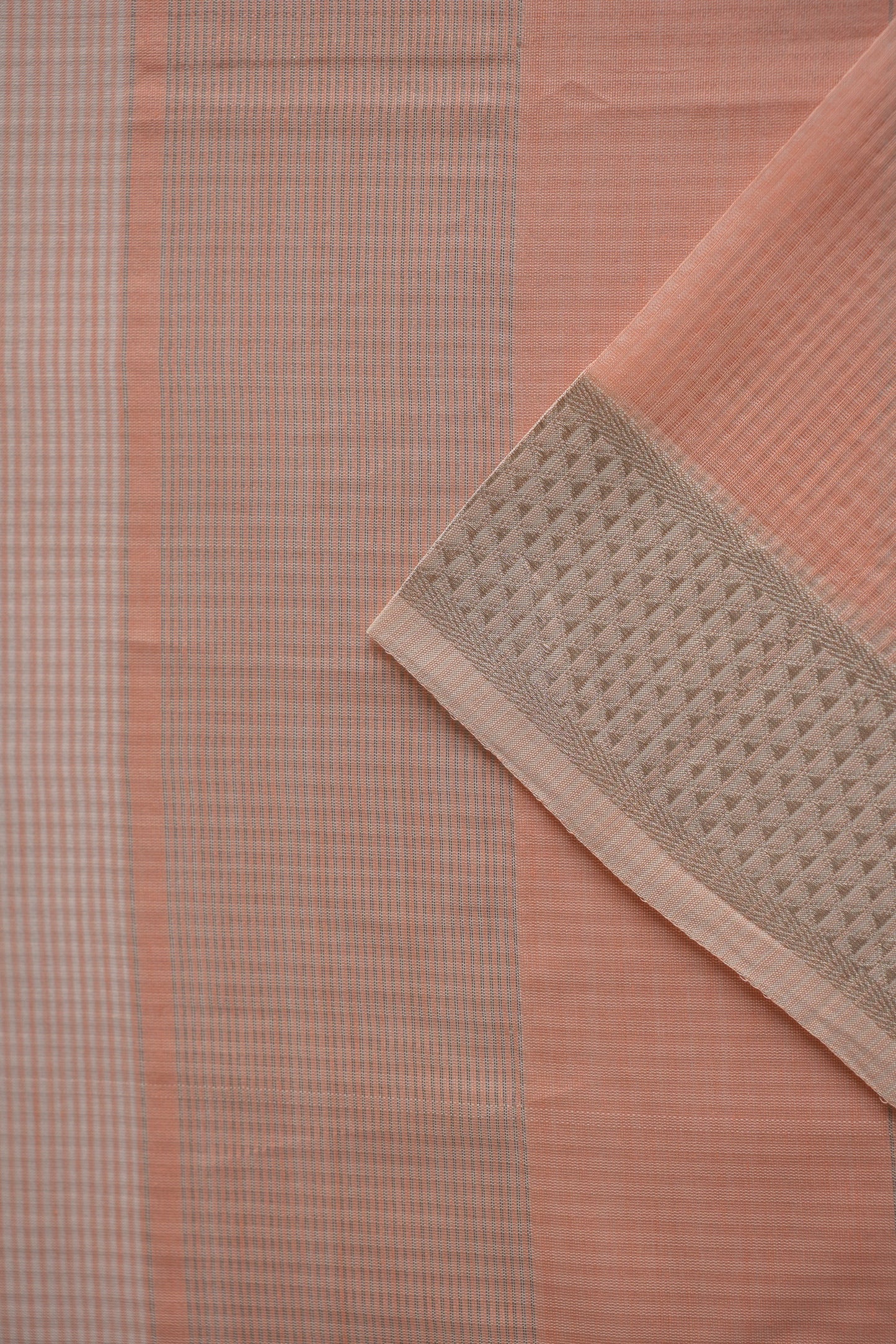 Peach Silk Cotton with Ivory Woven Border Saree