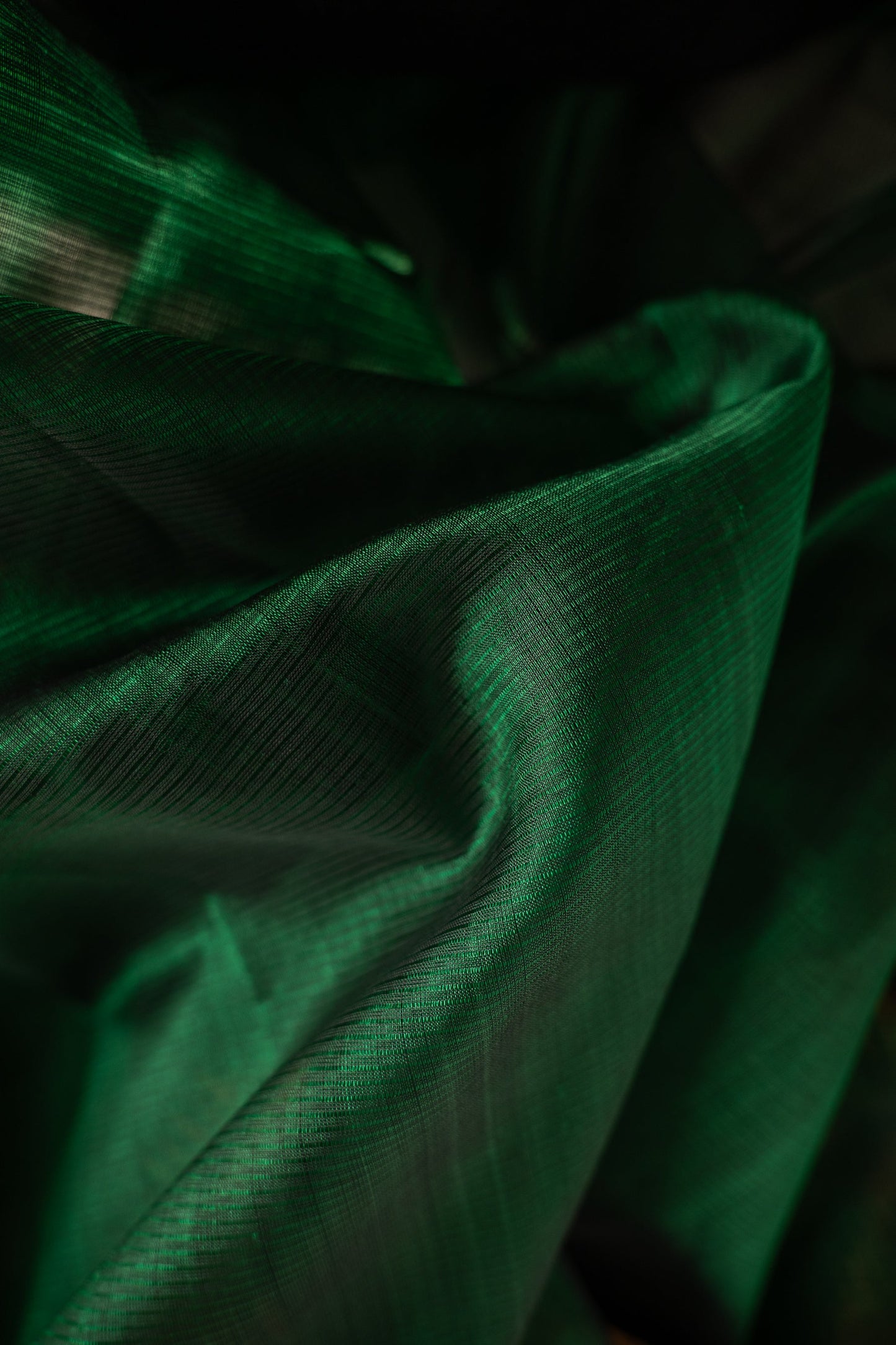 Emerald Green Mangalagiri Silk Cotton with Traditional Gold Zari Border Saree