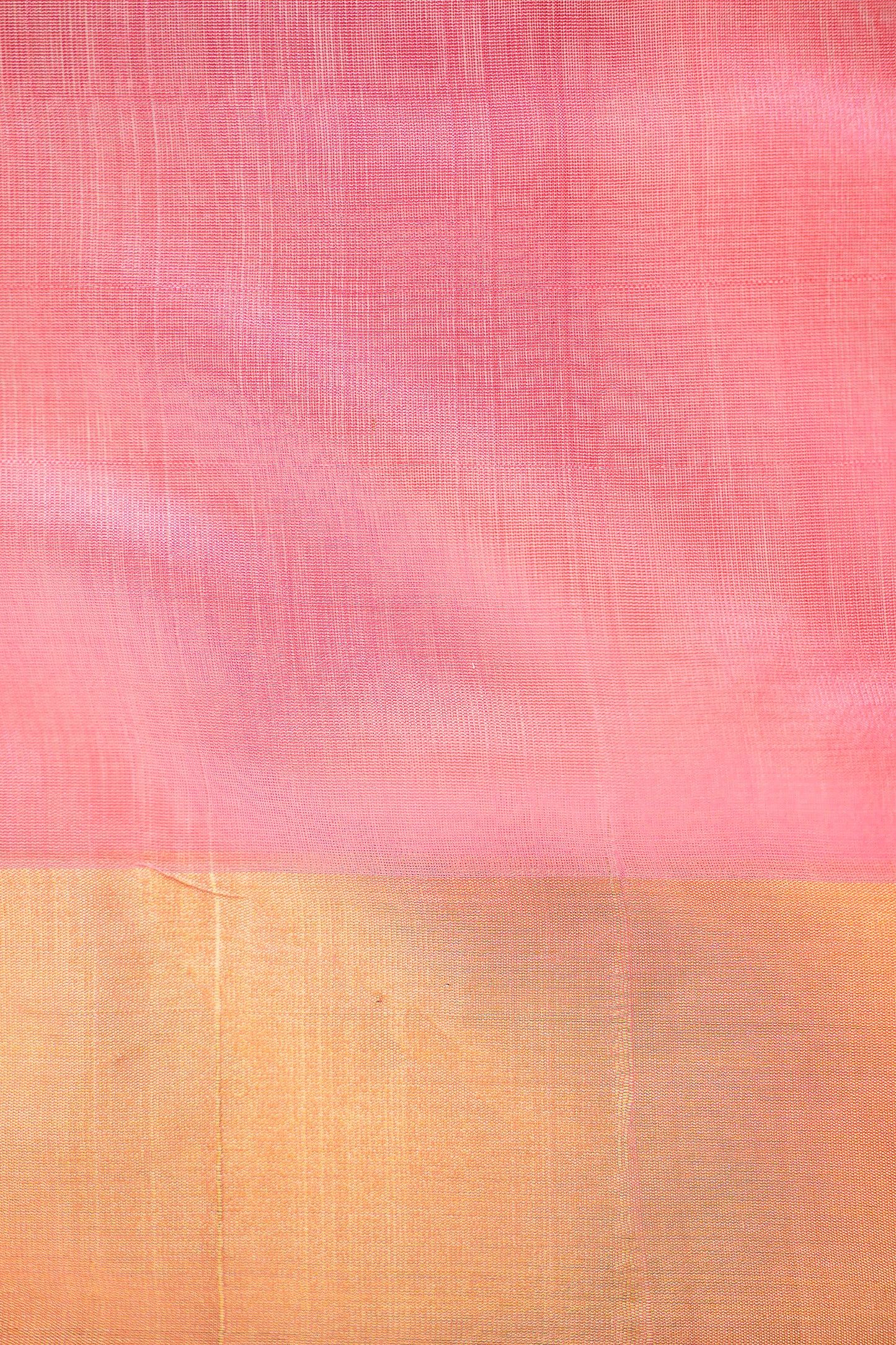 Candy Pink Banaras Silk by Cotton with Antique Gold Border and Butti Motifs