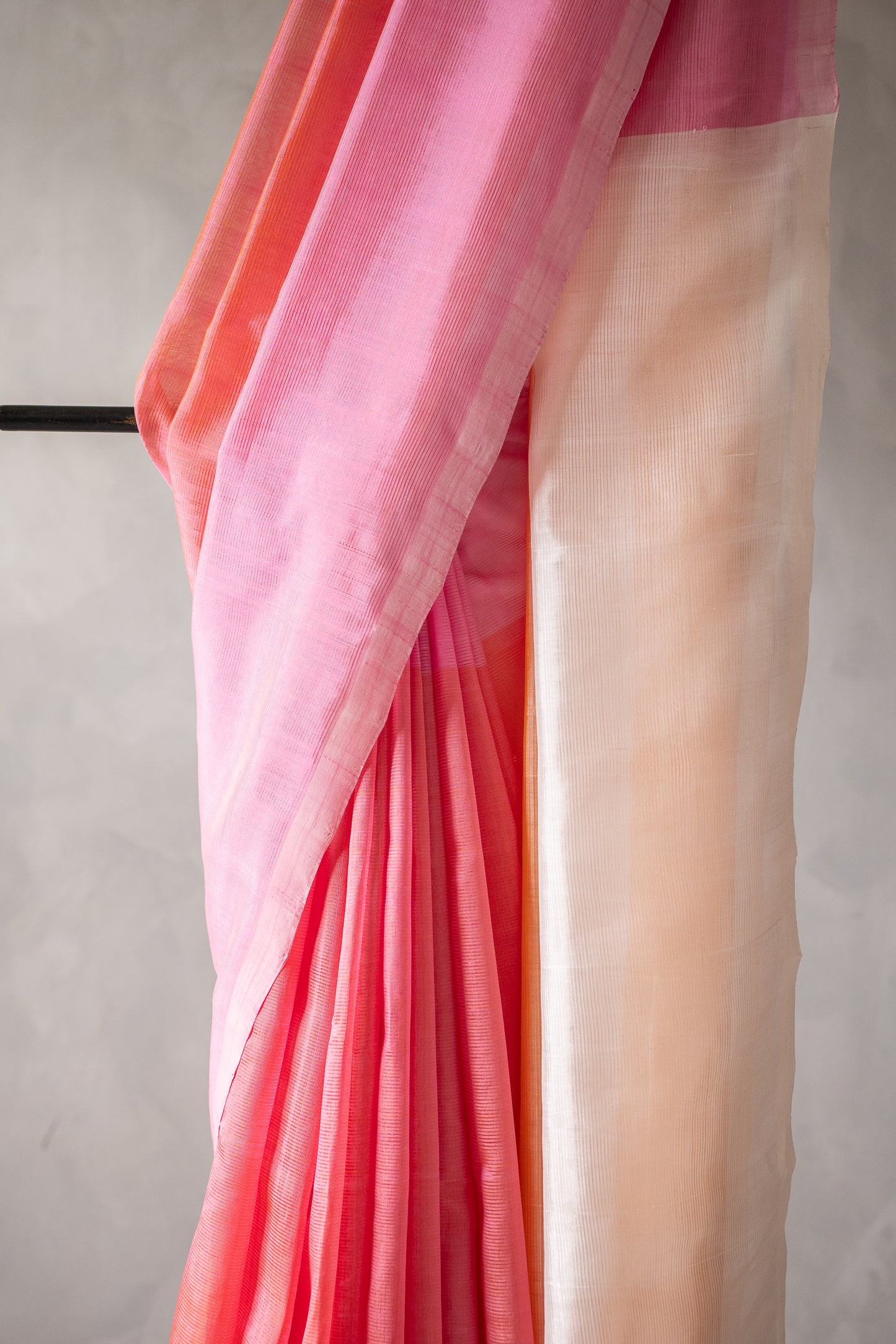Blush Pink Mangalagiri Silk Cotton Saree with Ivory Pallu