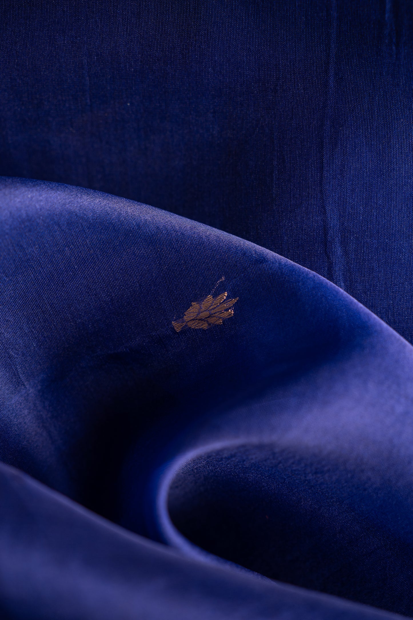 Royal Blue Banaras Organza with Floral Zari Border Saree