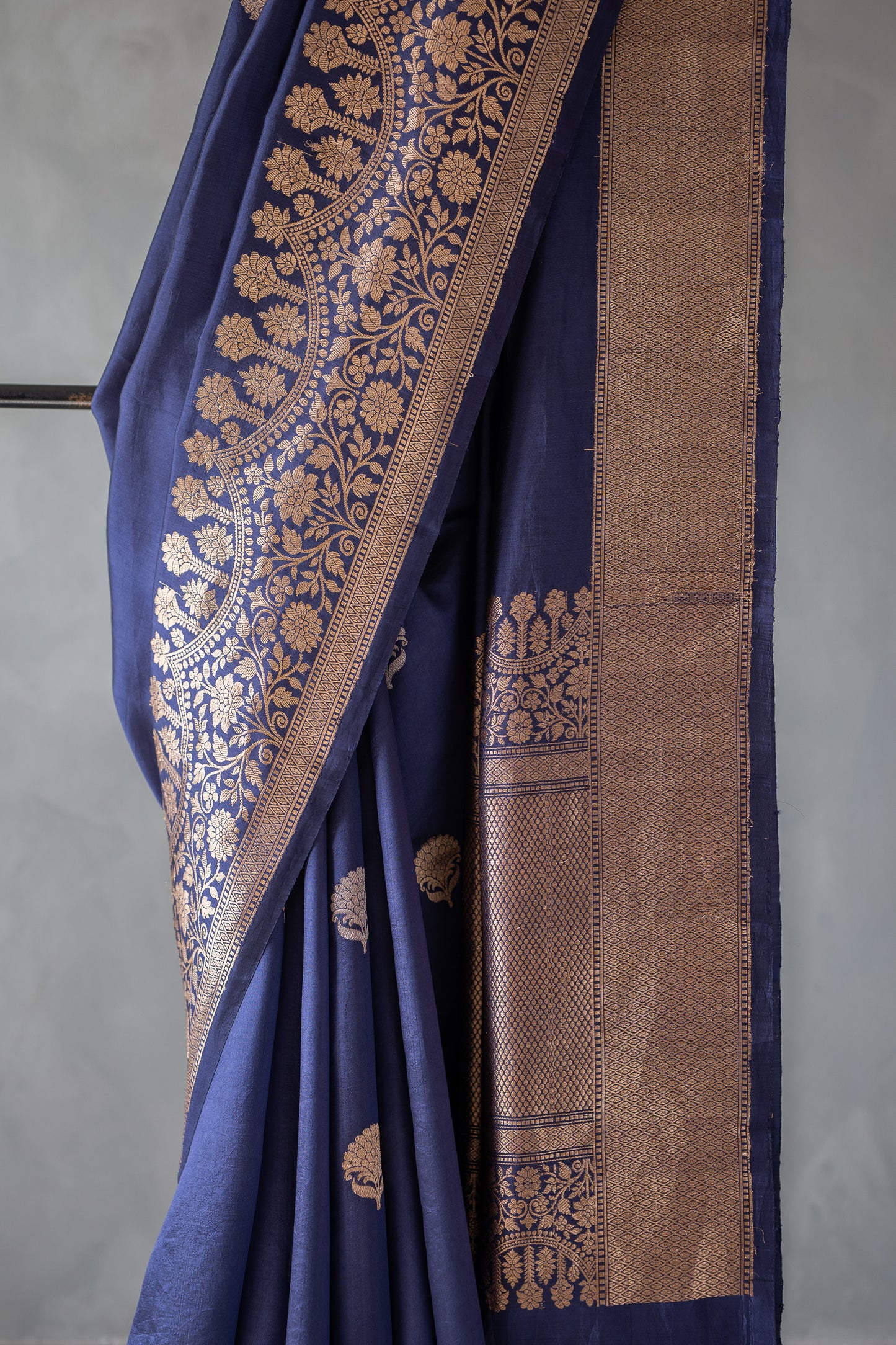 Royal Blue Banaras Silk  with Intricate Gold Zari Weaving Saree