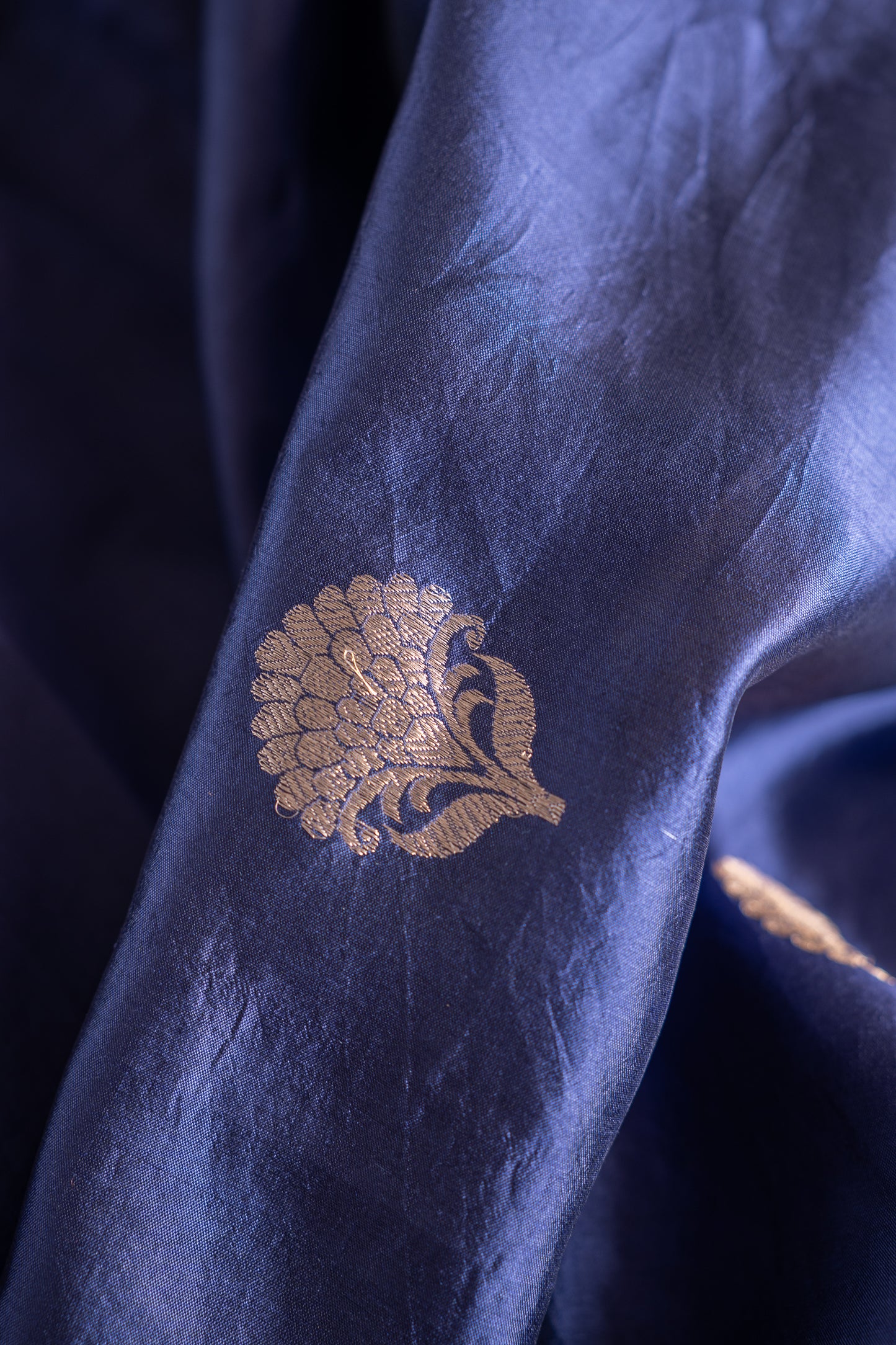 Royal Blue Banaras Silk  with Intricate Gold Zari Weaving Saree