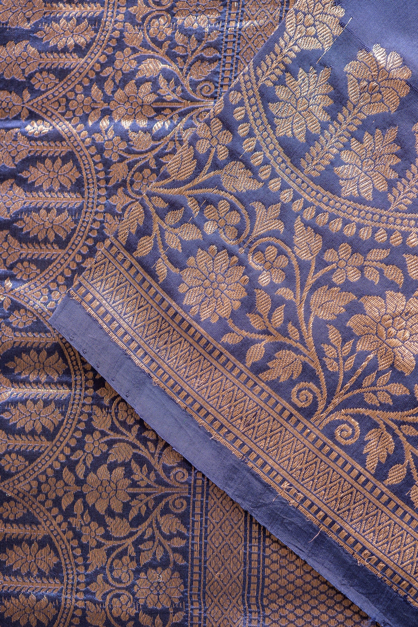 Royal Blue Banaras Silk  with Intricate Gold Zari Weaving Saree