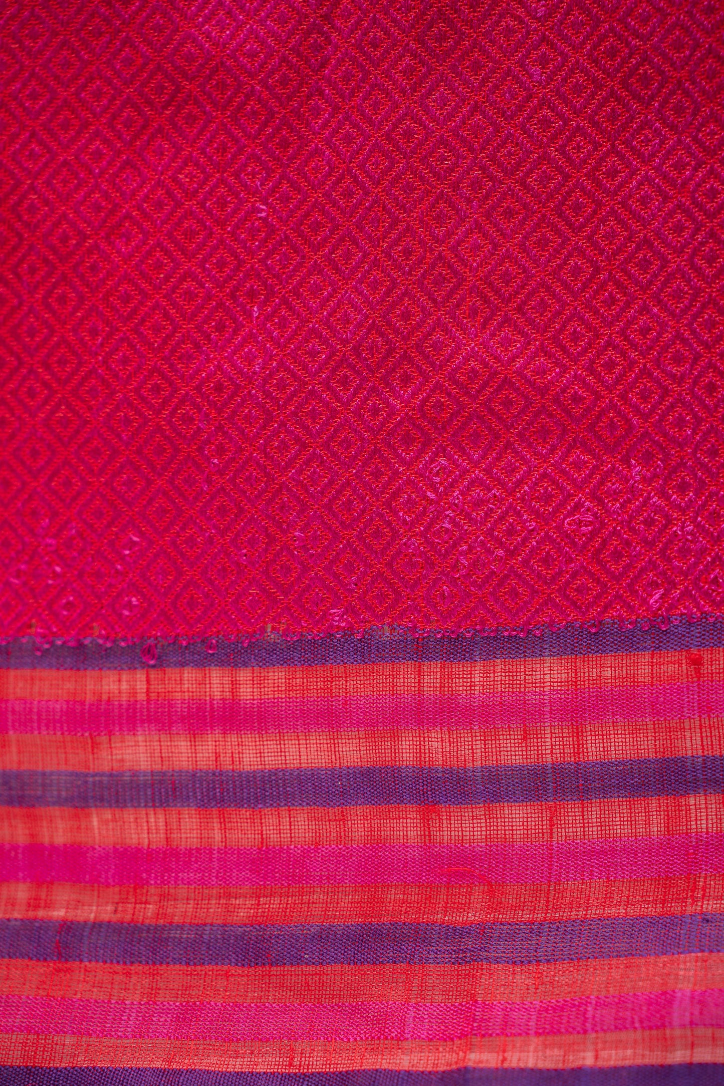 Coral Red Linen by Silk with Thread-Woven Pallu Saree