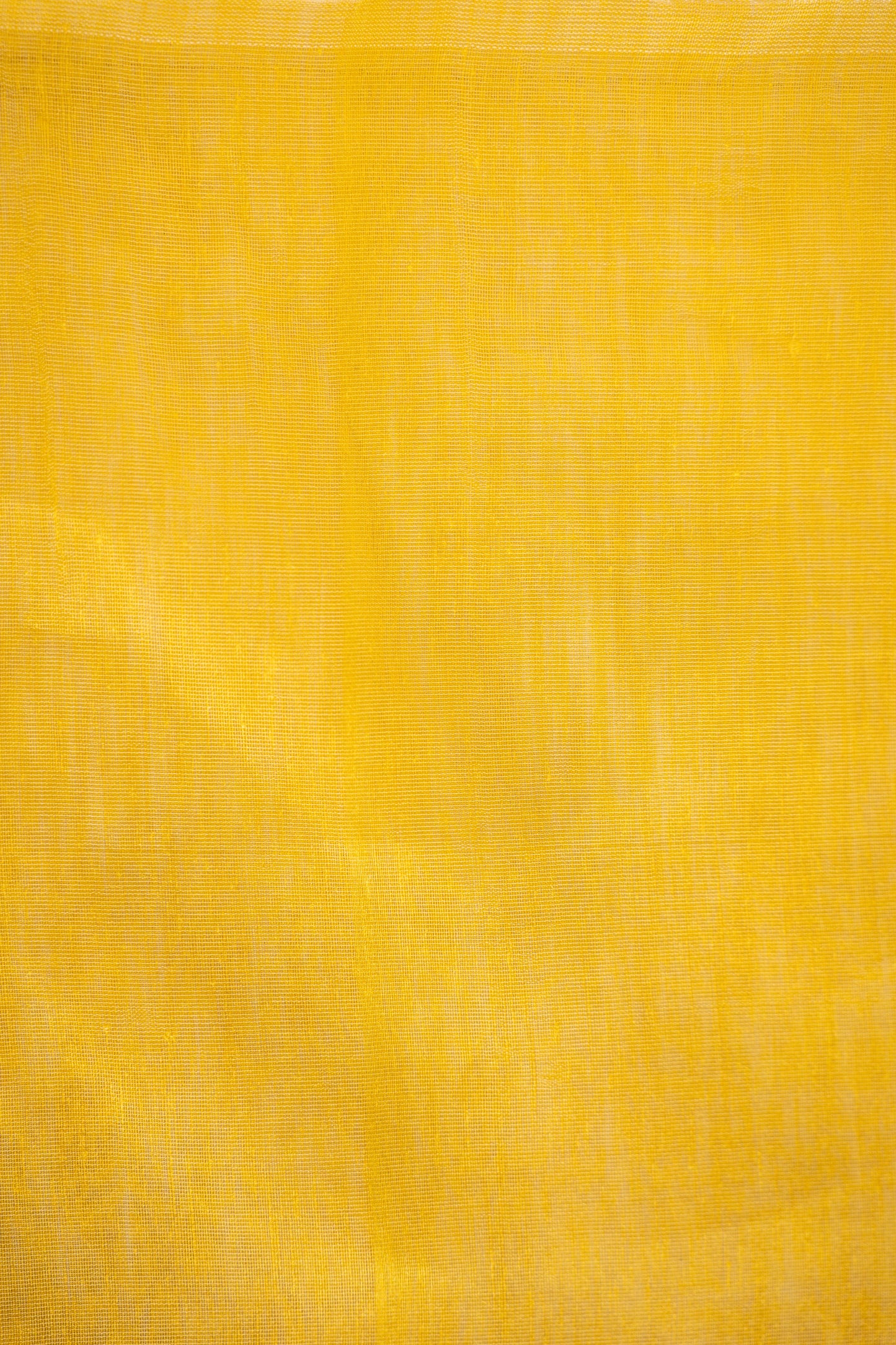Sunshine Yellow Linen by Silk with Self-Woven Striped Pallu Saree