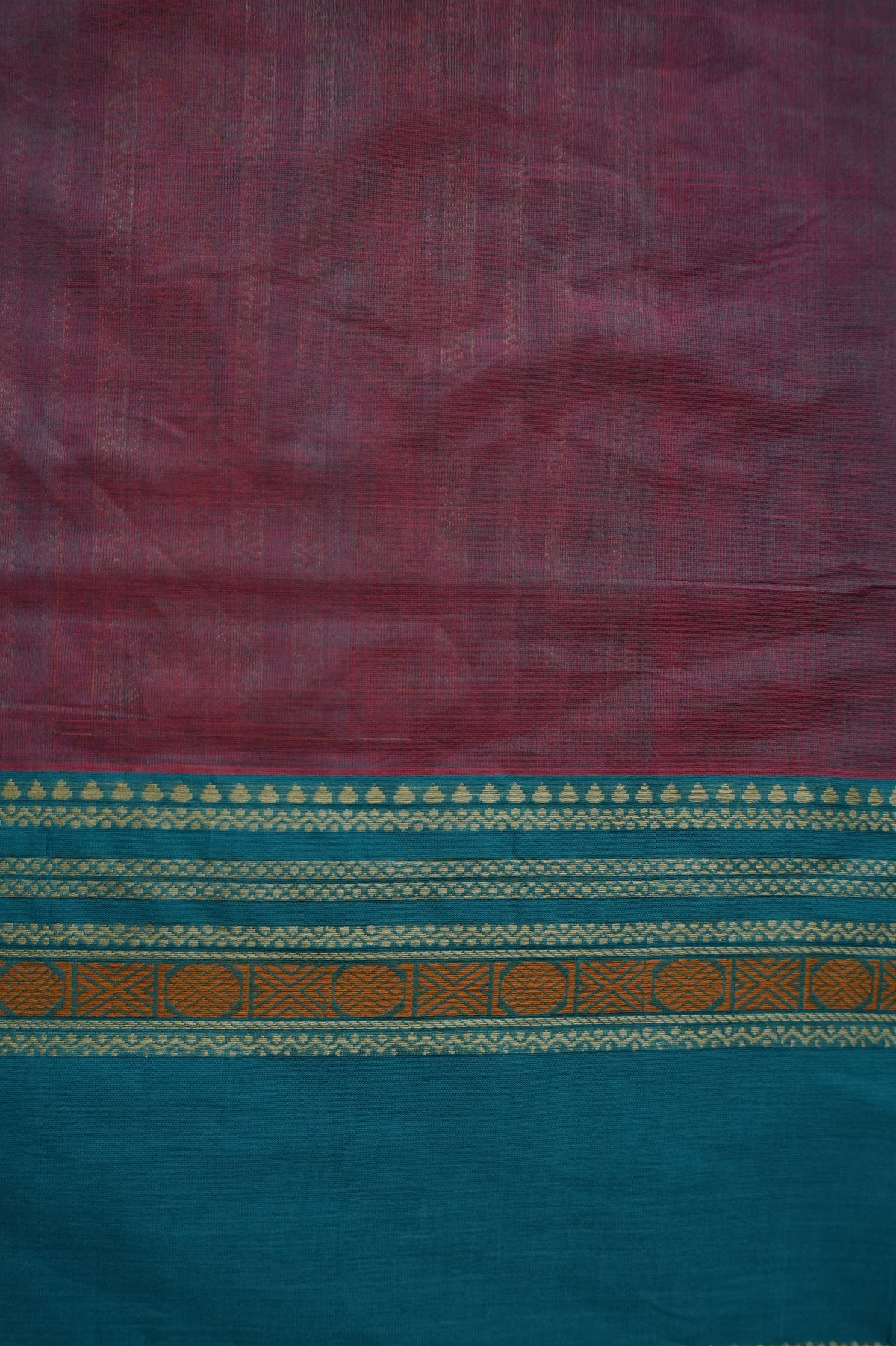 Dusty Pink Kanchi Cotton Ayiram Butta with Blue Border Saree