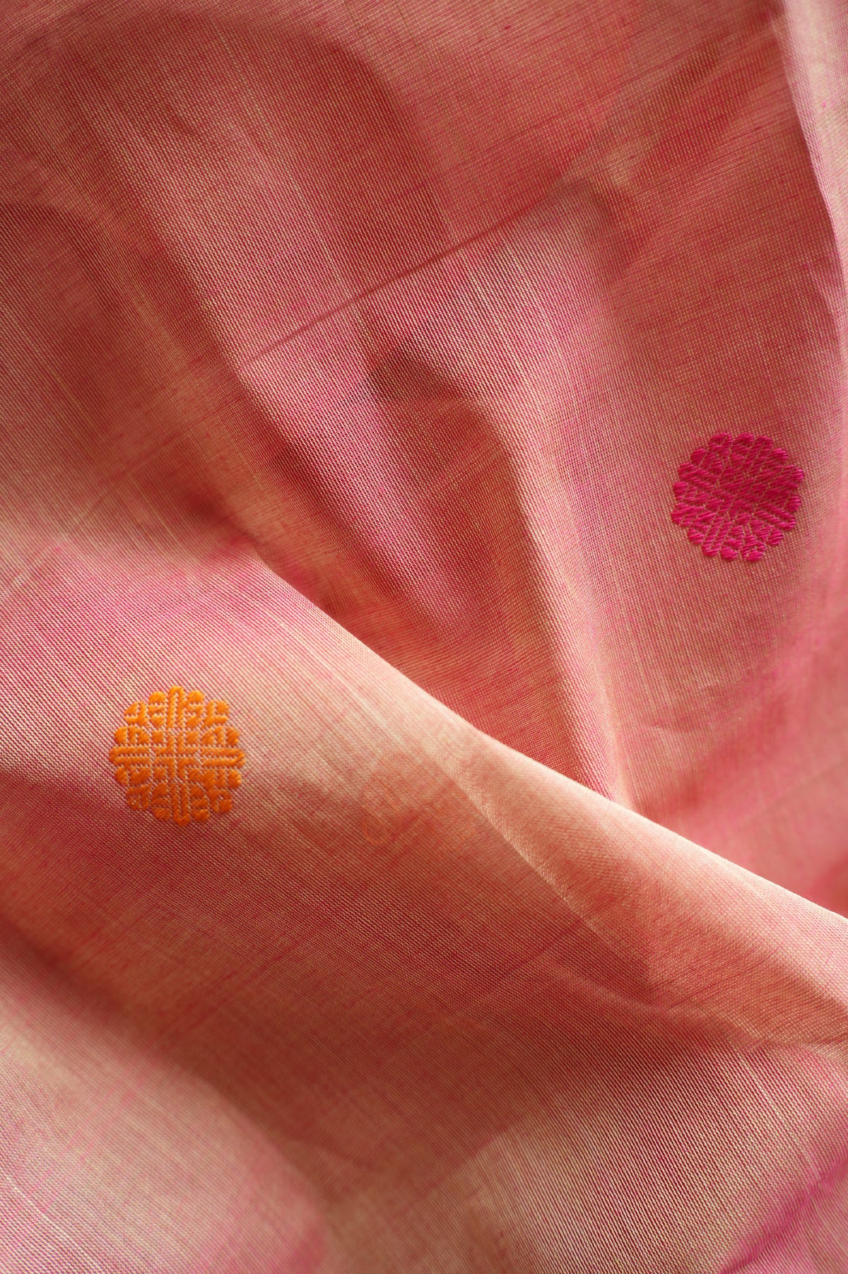 Dusty Rose Kanchi Cotton Saree with Rani Pink Border
