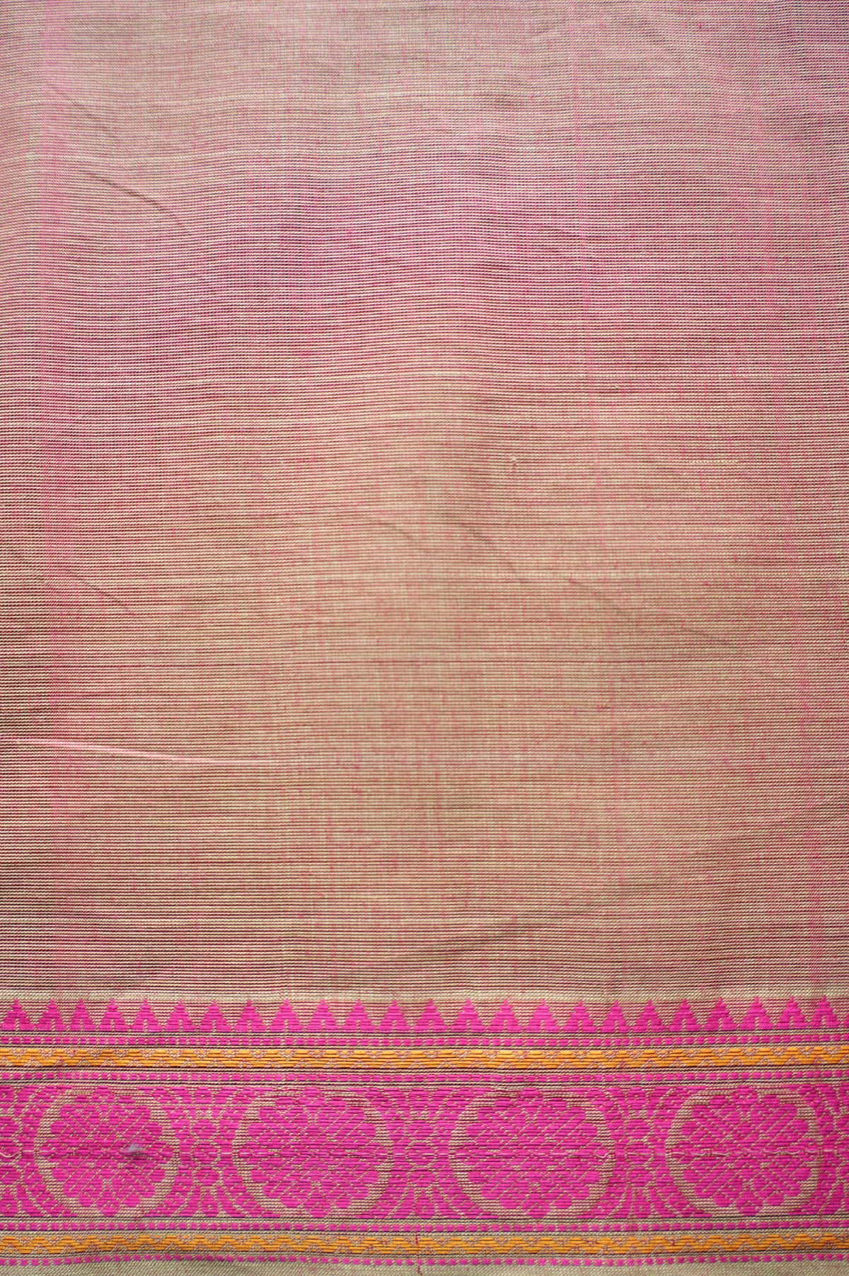 Dusty Rose Kanchi Cotton Saree with Rani Pink Border