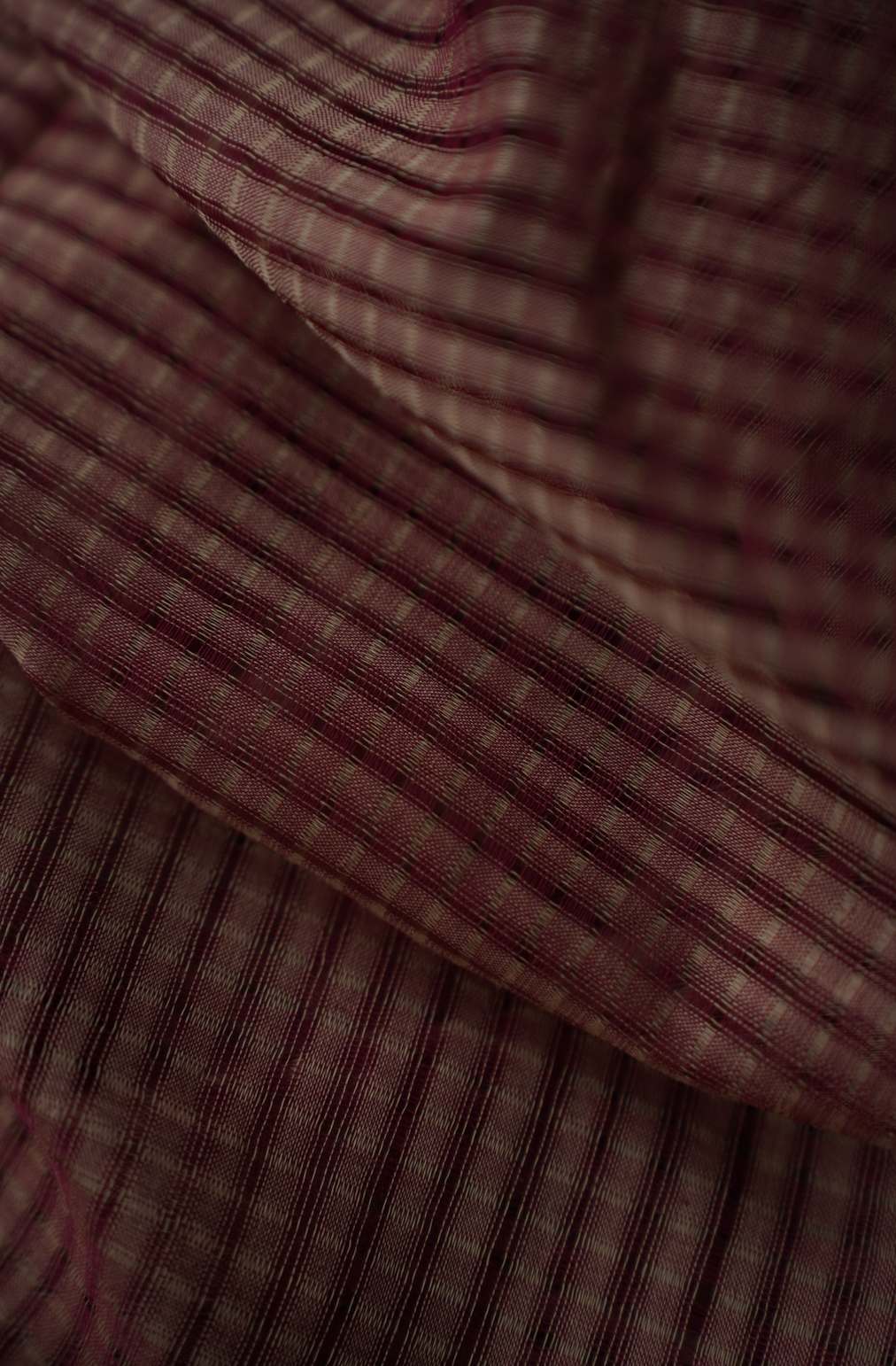 Maroon Micro Check Mangalagiri Cotton with Light Blue Border Saree