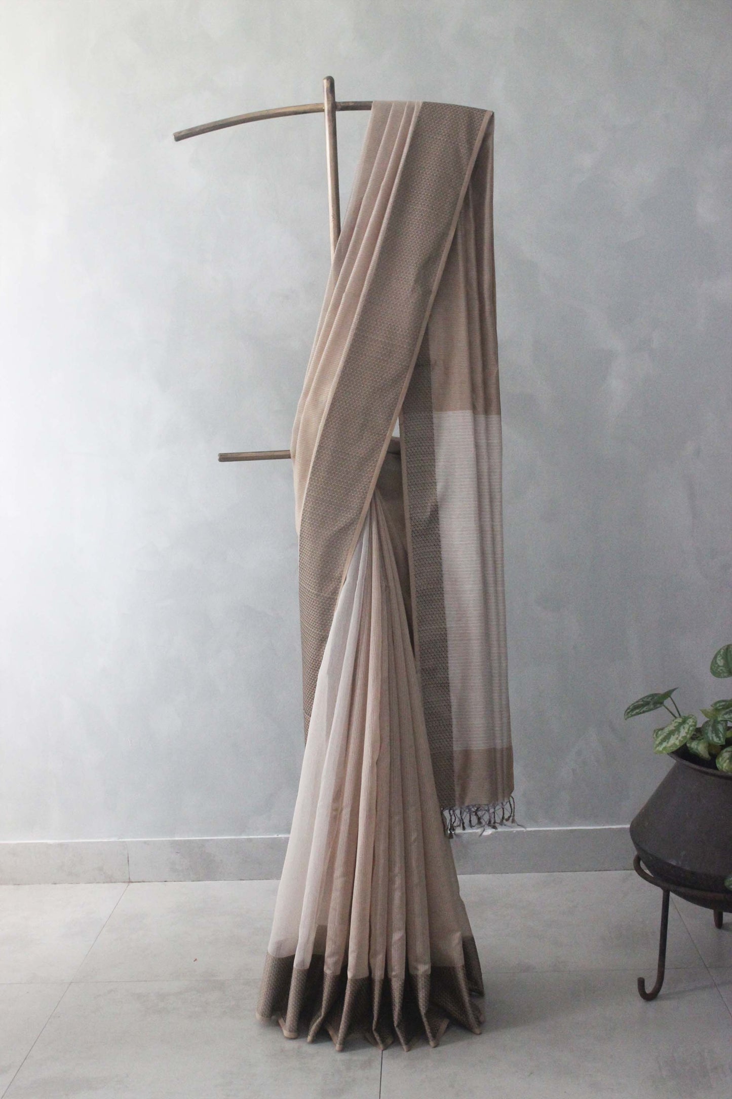 Gold Beige with Rassa Border Silk Cotton Saree