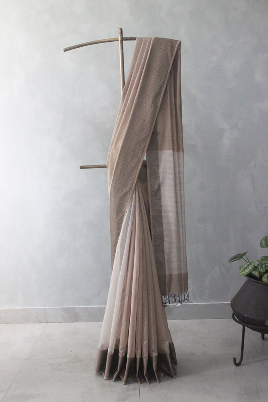 Gold Beige with Rassa Border Silk Cotton Saree