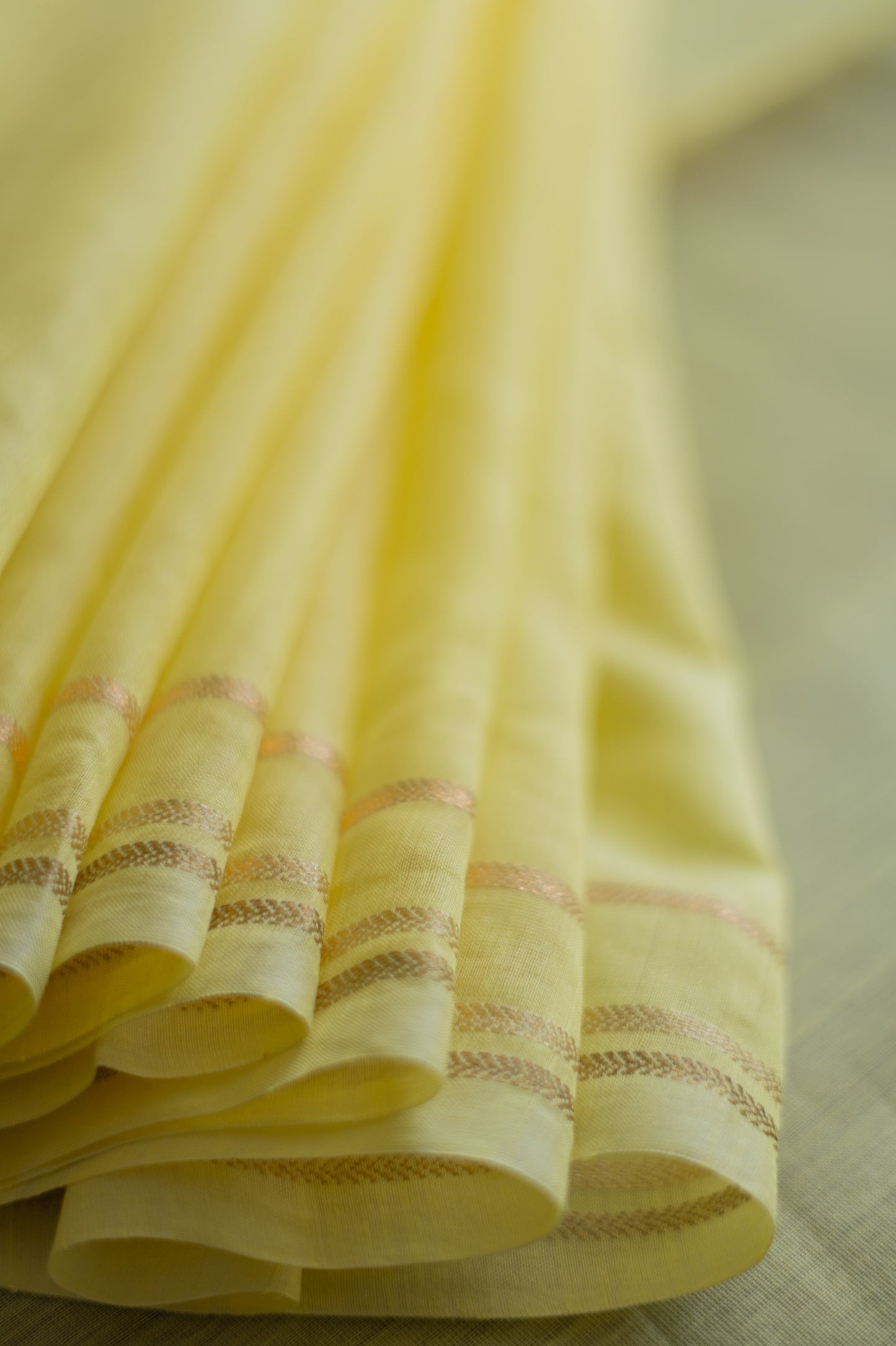 Yellow Silk Cotton with Gold and Silver Border Saree