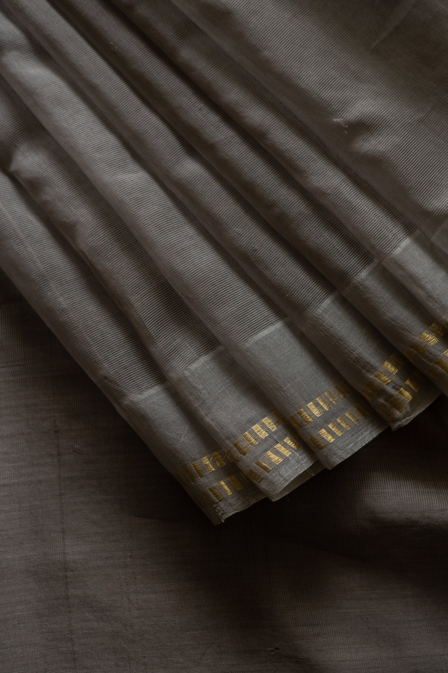 Grey Silk Cotton with Barcode Zari Border Saree
