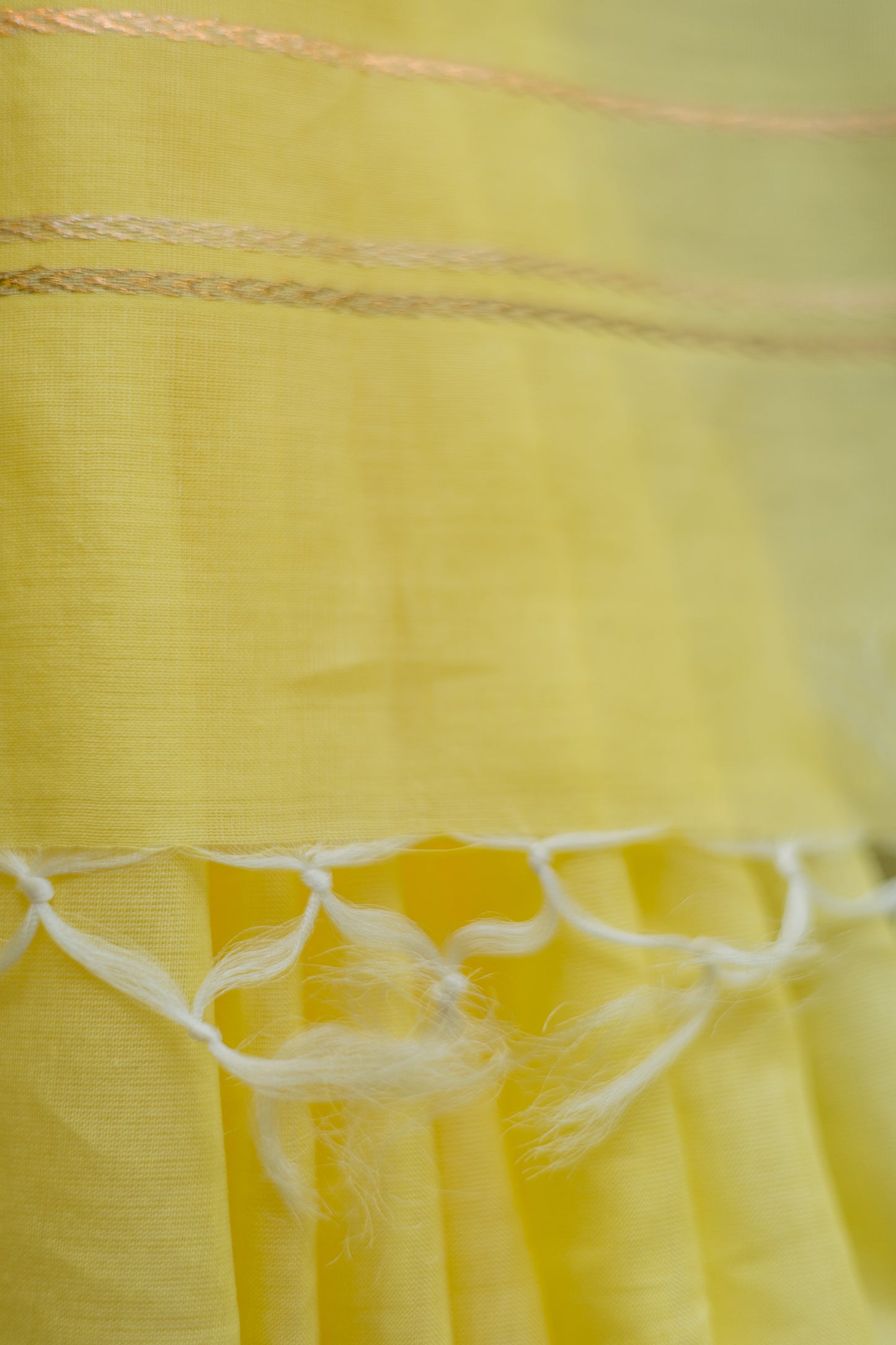 Yellow Silk Cotton with Gold and Silver Border Saree