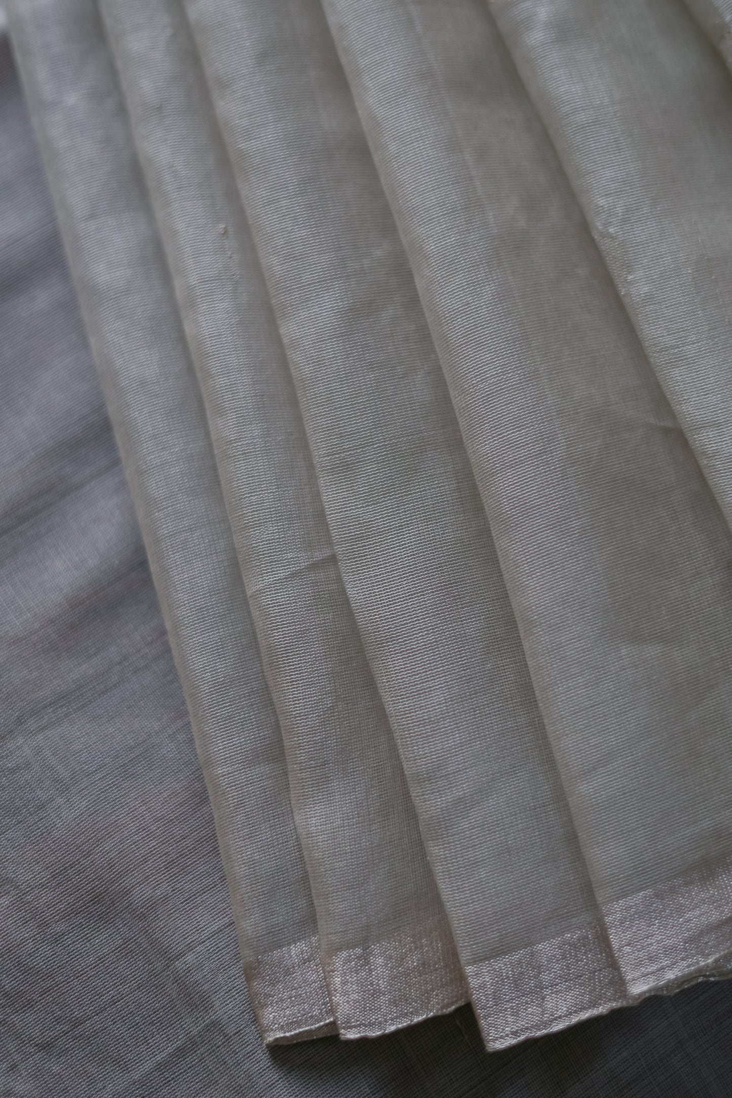 Pale Grey Silk Cotton All Over Polka Bengal Jala Pallu Saree