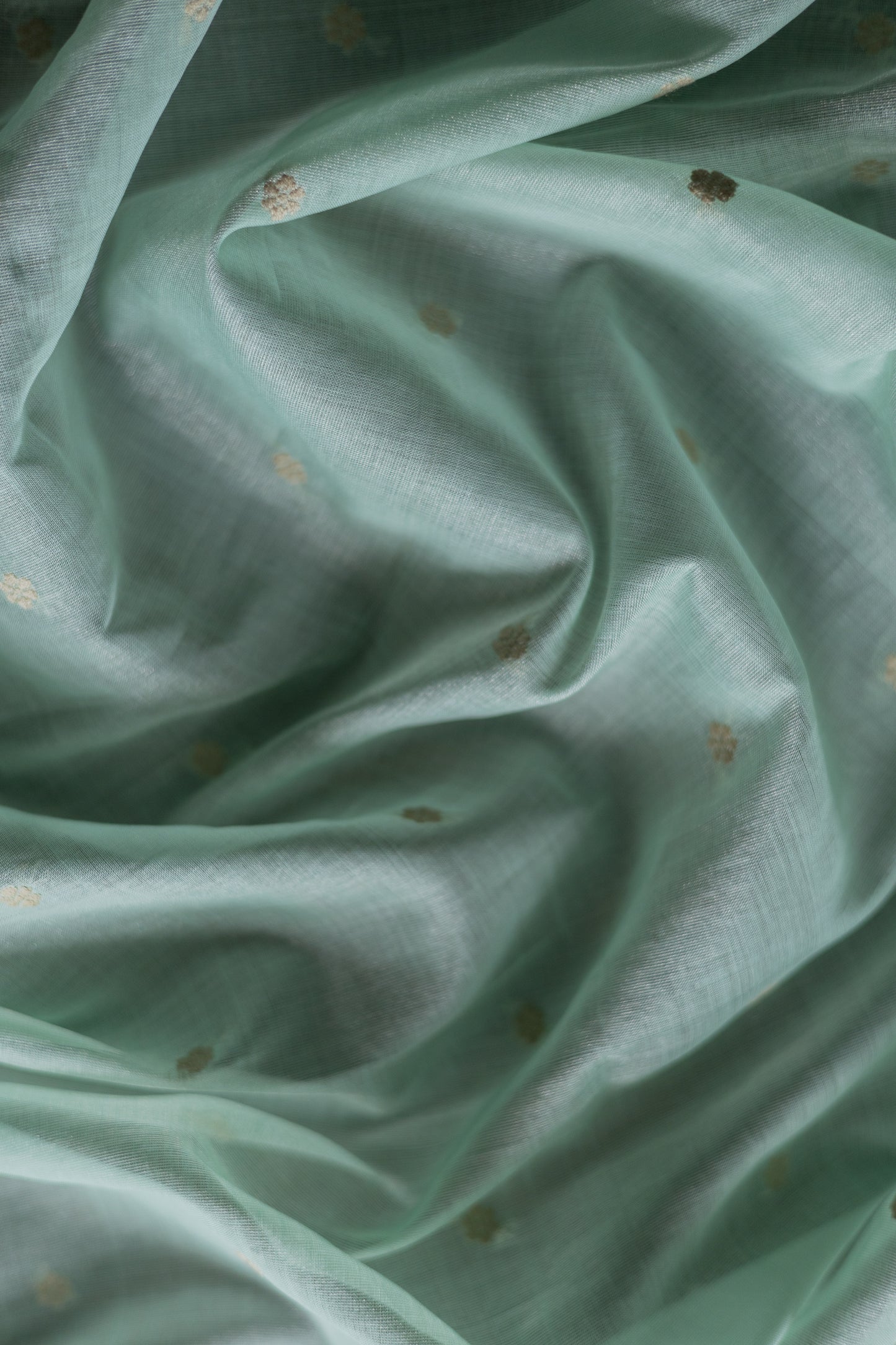 Sea Green Silk Cotton Tissue Khapa Border Abstract Pallu Saree