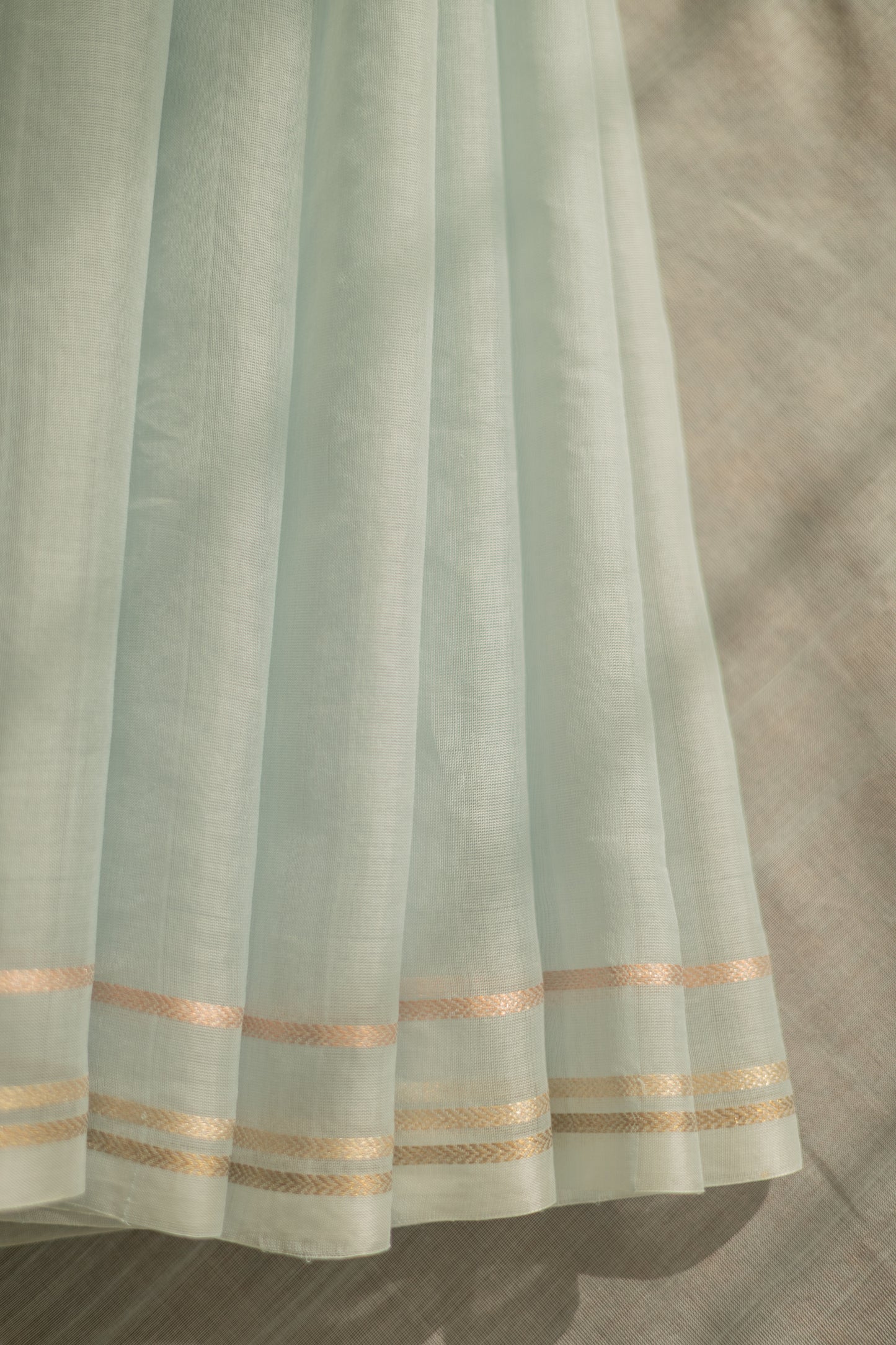 Light Blue Silk Cotton with Zari Woven Border and Pallu Saree