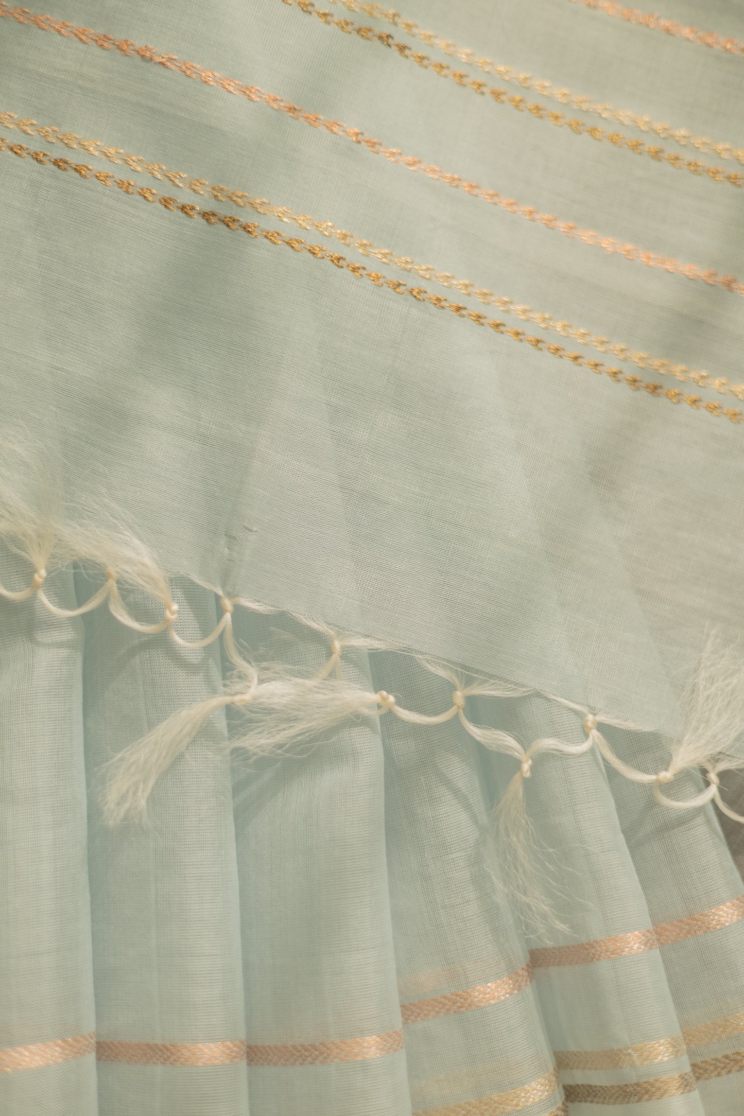 Light Blue Silk Cotton with Zari Woven Border and Pallu Saree