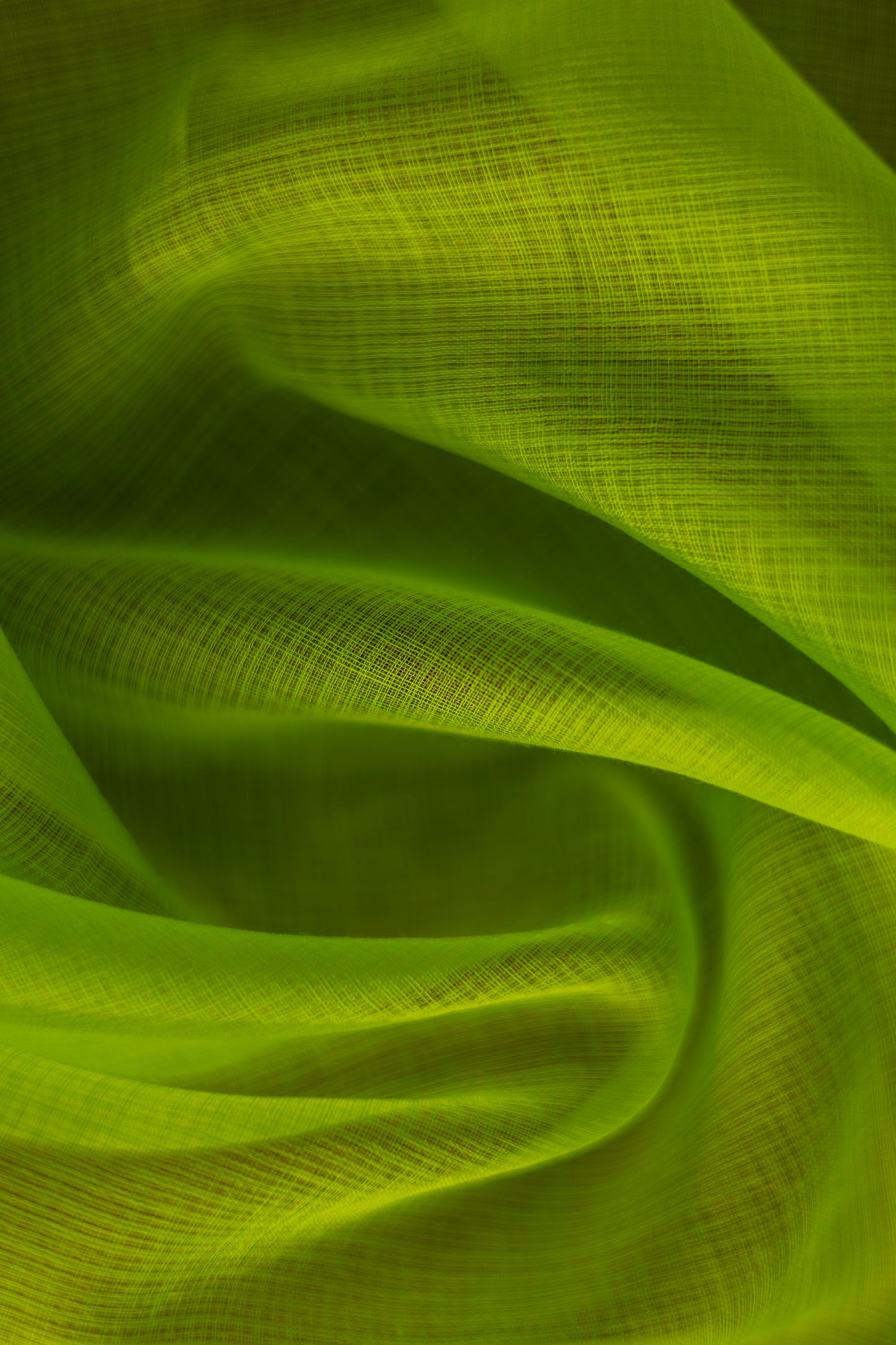 Lime Green Silk Cotton with Kuchi Checks and Tussar Border Saree