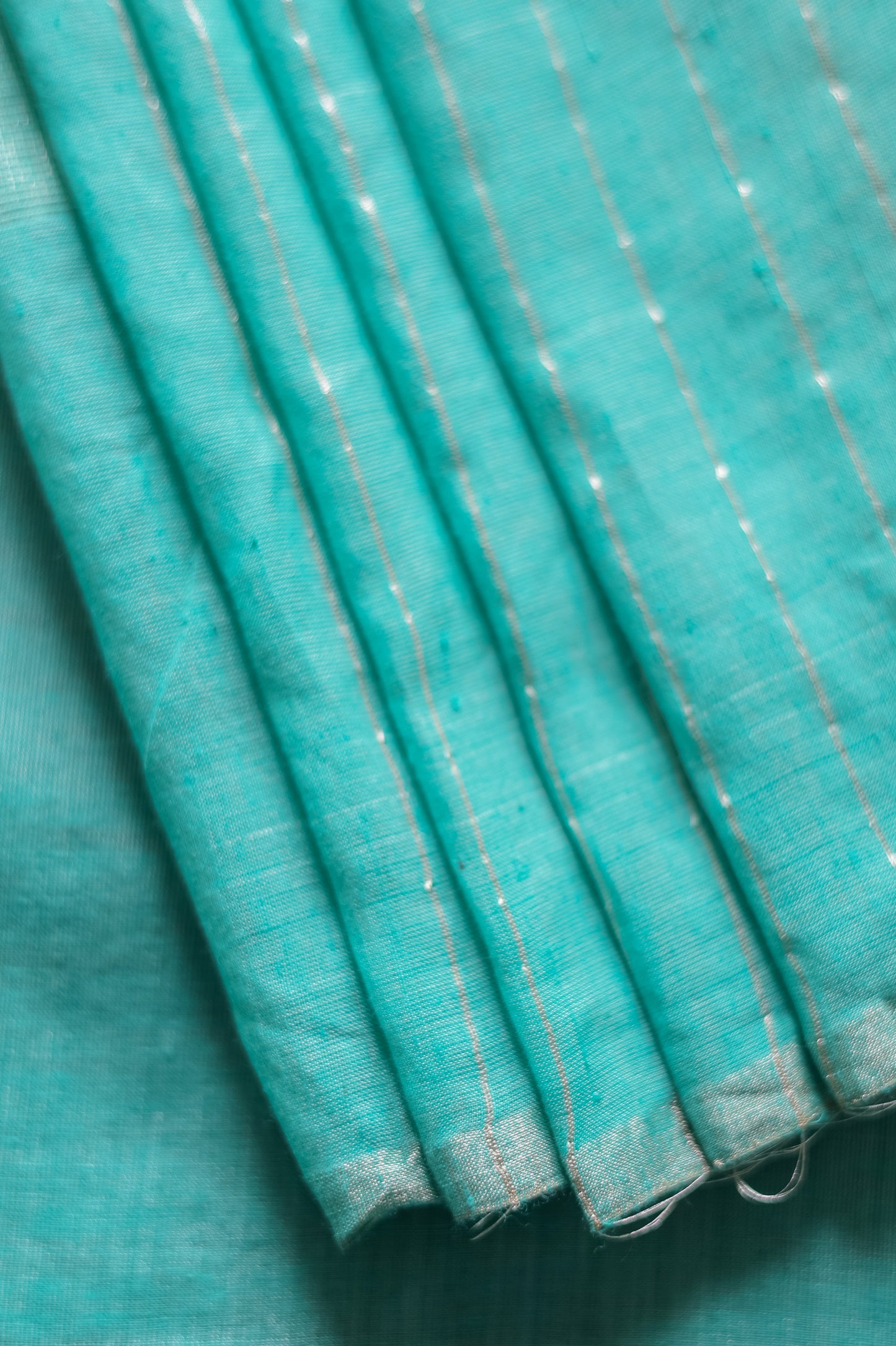 Light Green Silk Cotton All Over Zari Striped Big Box Body Saree