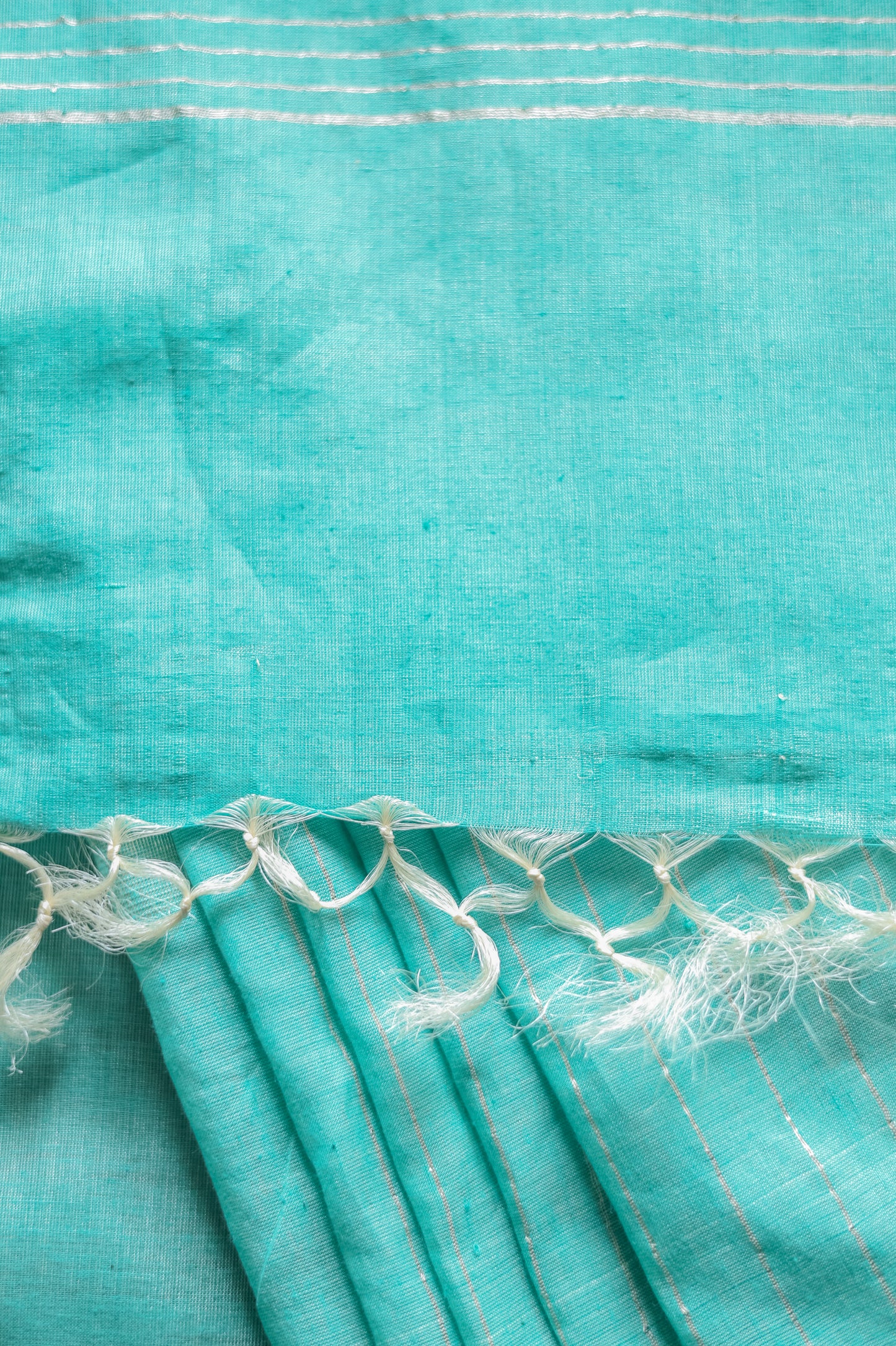 Light Green Silk Cotton All Over Zari Striped Big Box Body Saree